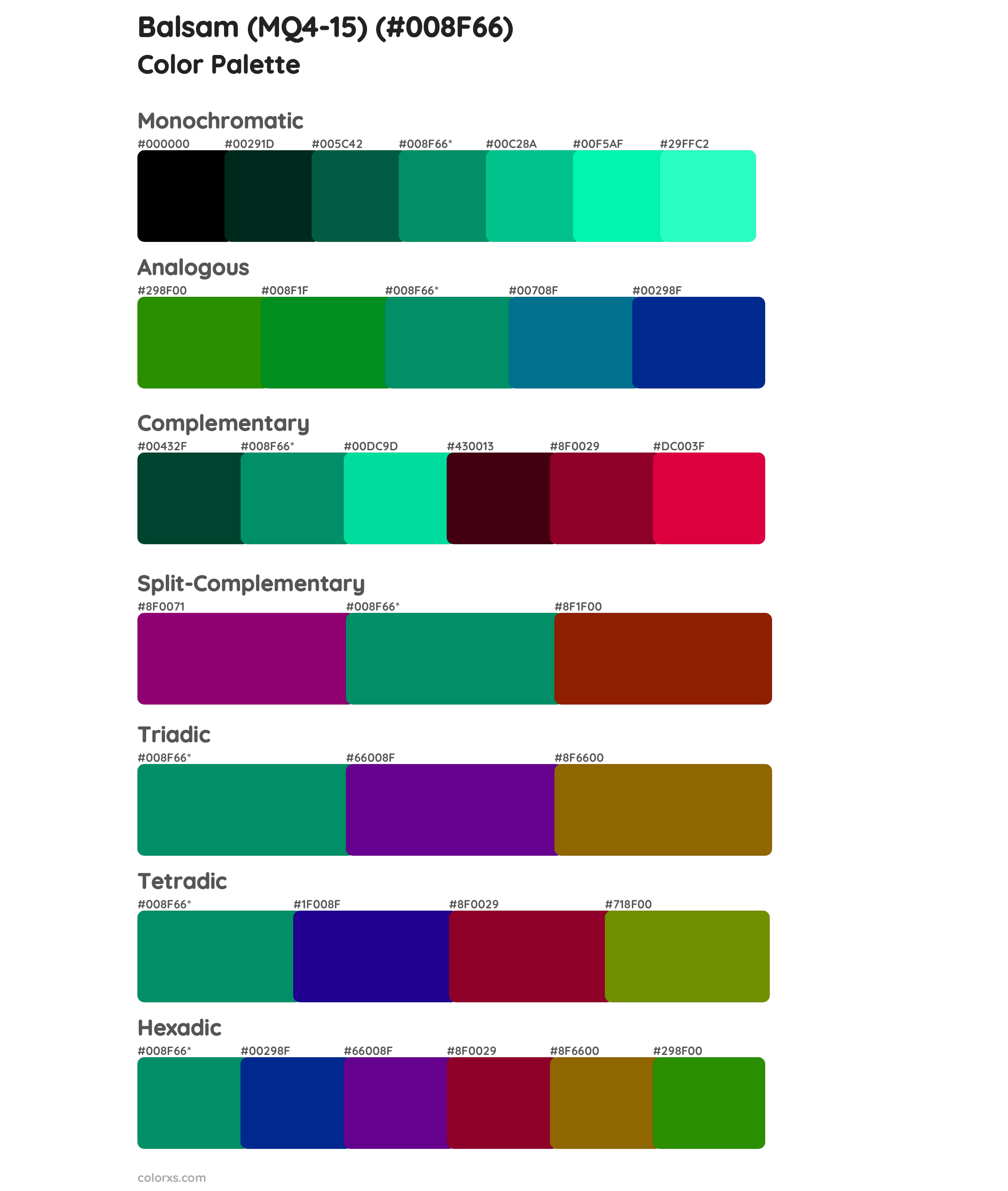 Balsam (MQ4-15) Color Scheme Palettes