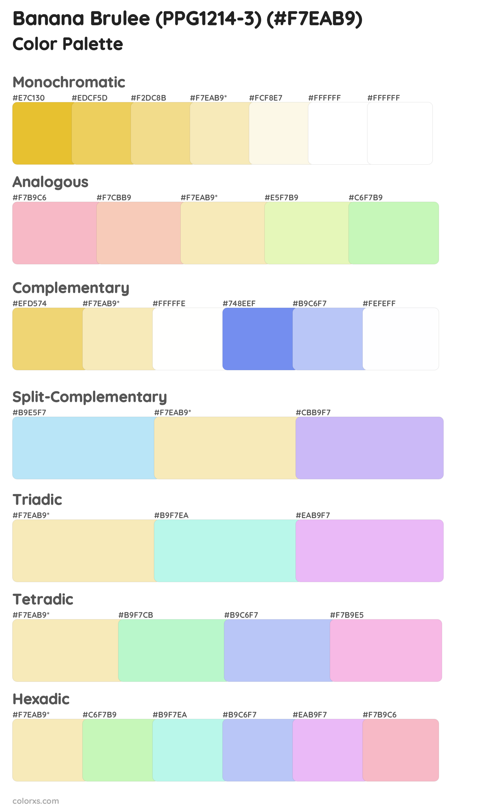 Banana Brulee (PPG1214-3) Color Scheme Palettes