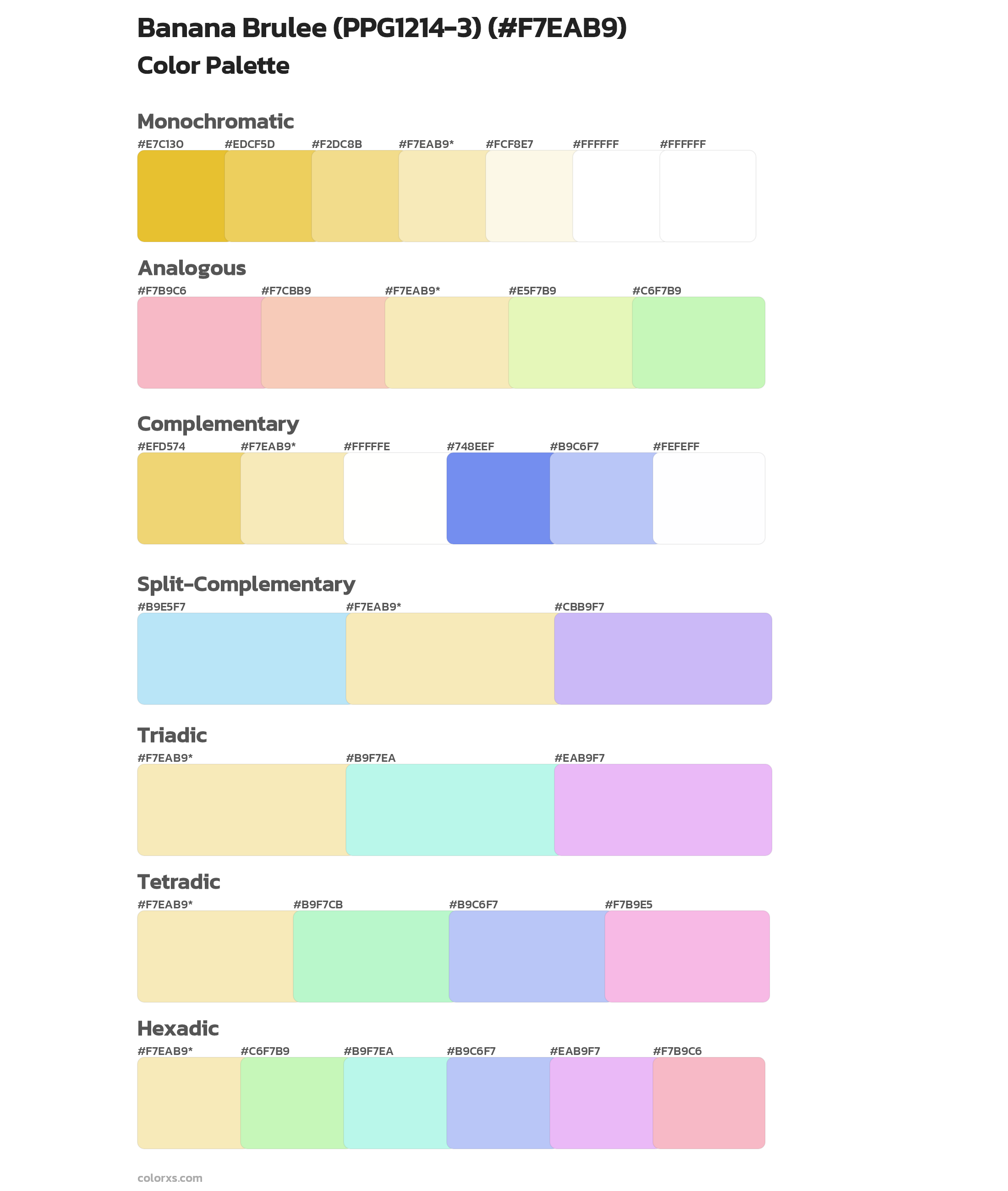 Banana Brulee (PPG1214-3) Color Scheme Palettes