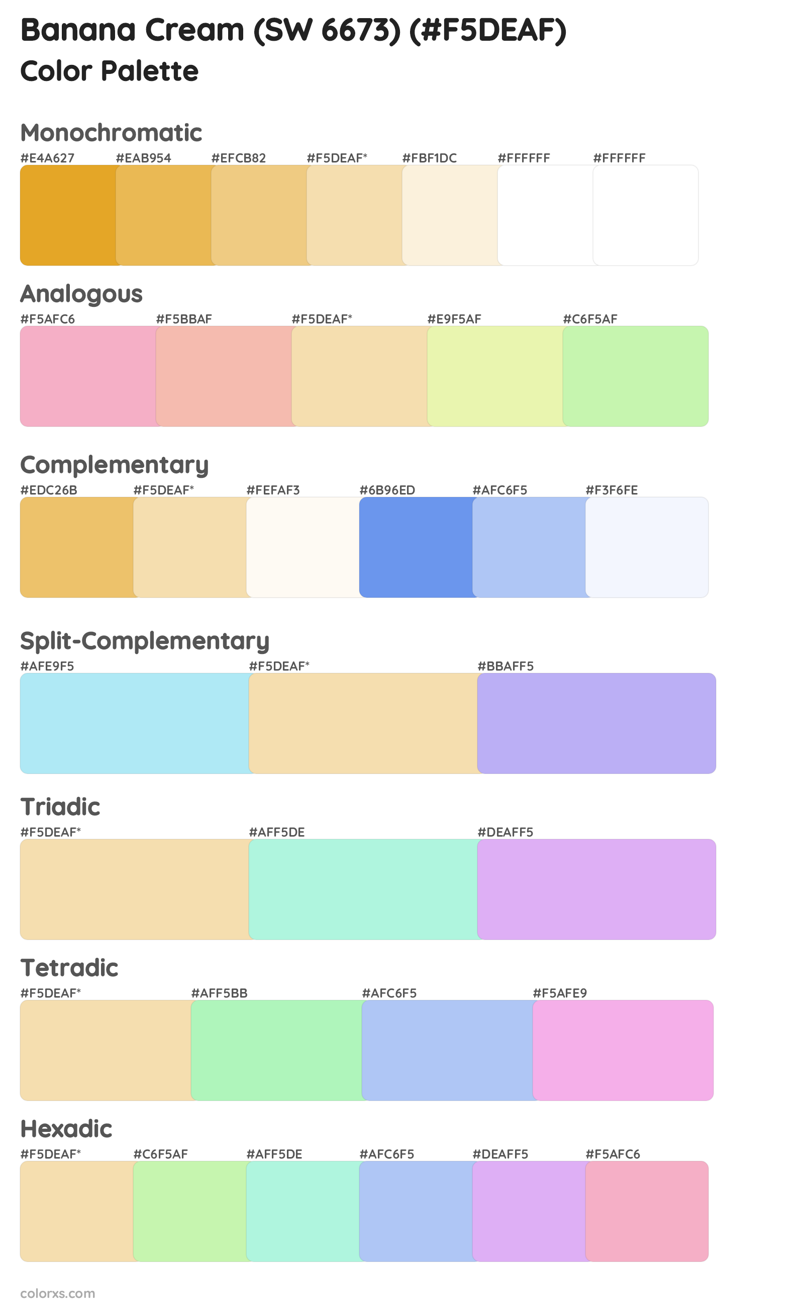 Banana Cream (SW 6673) Color Scheme Palettes
