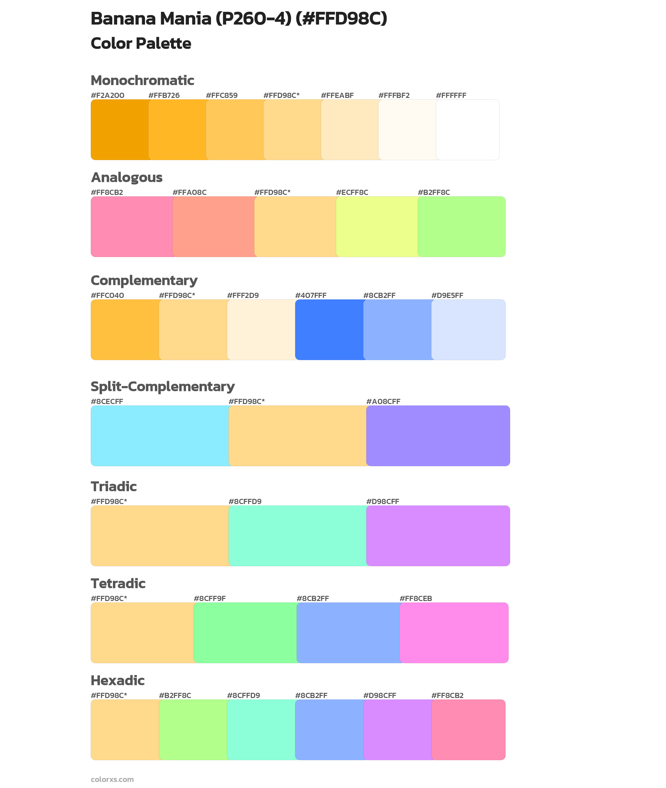 Banana Mania (P260-4) Color Scheme Palettes