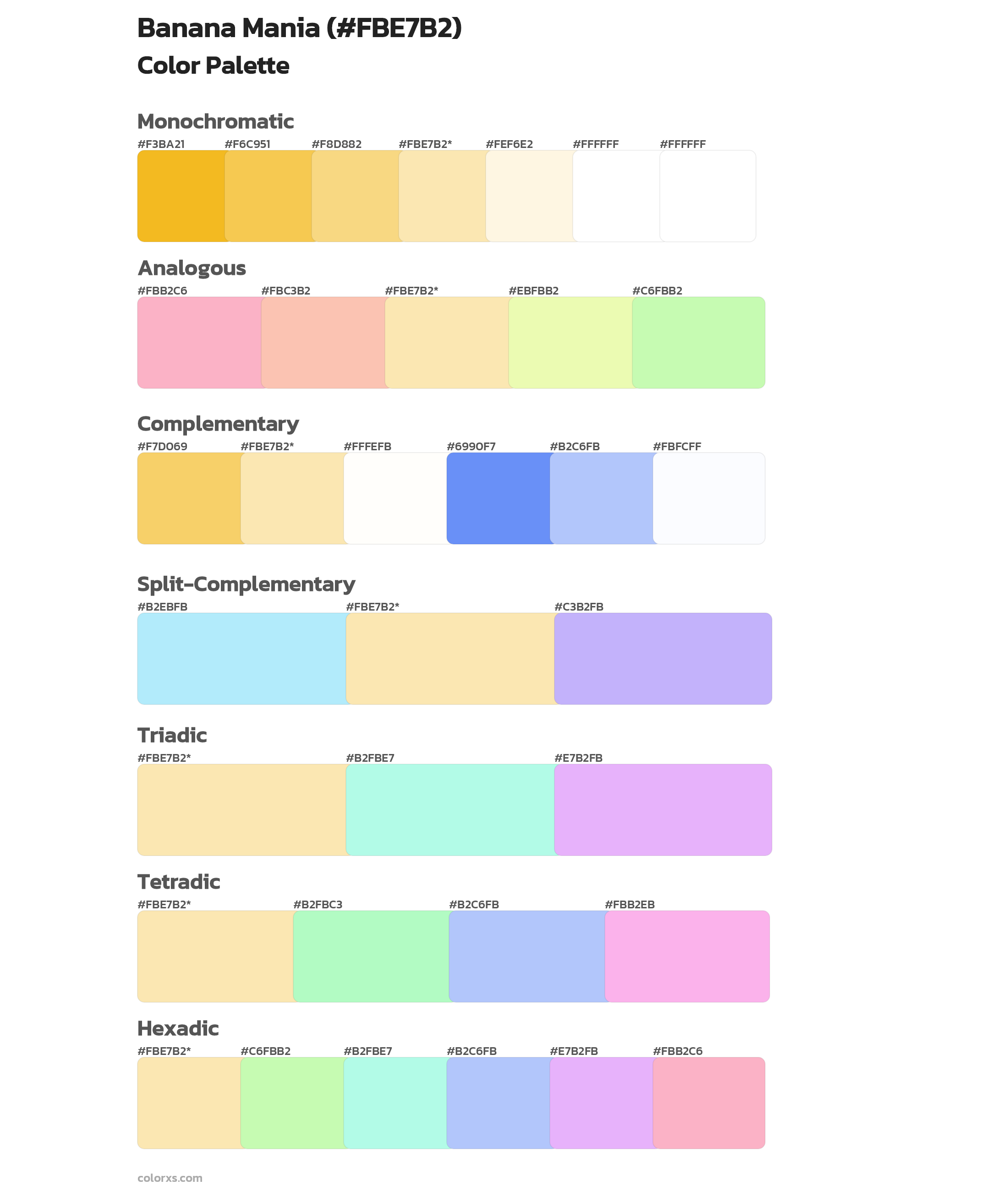 Banana Mania Color Scheme Palettes