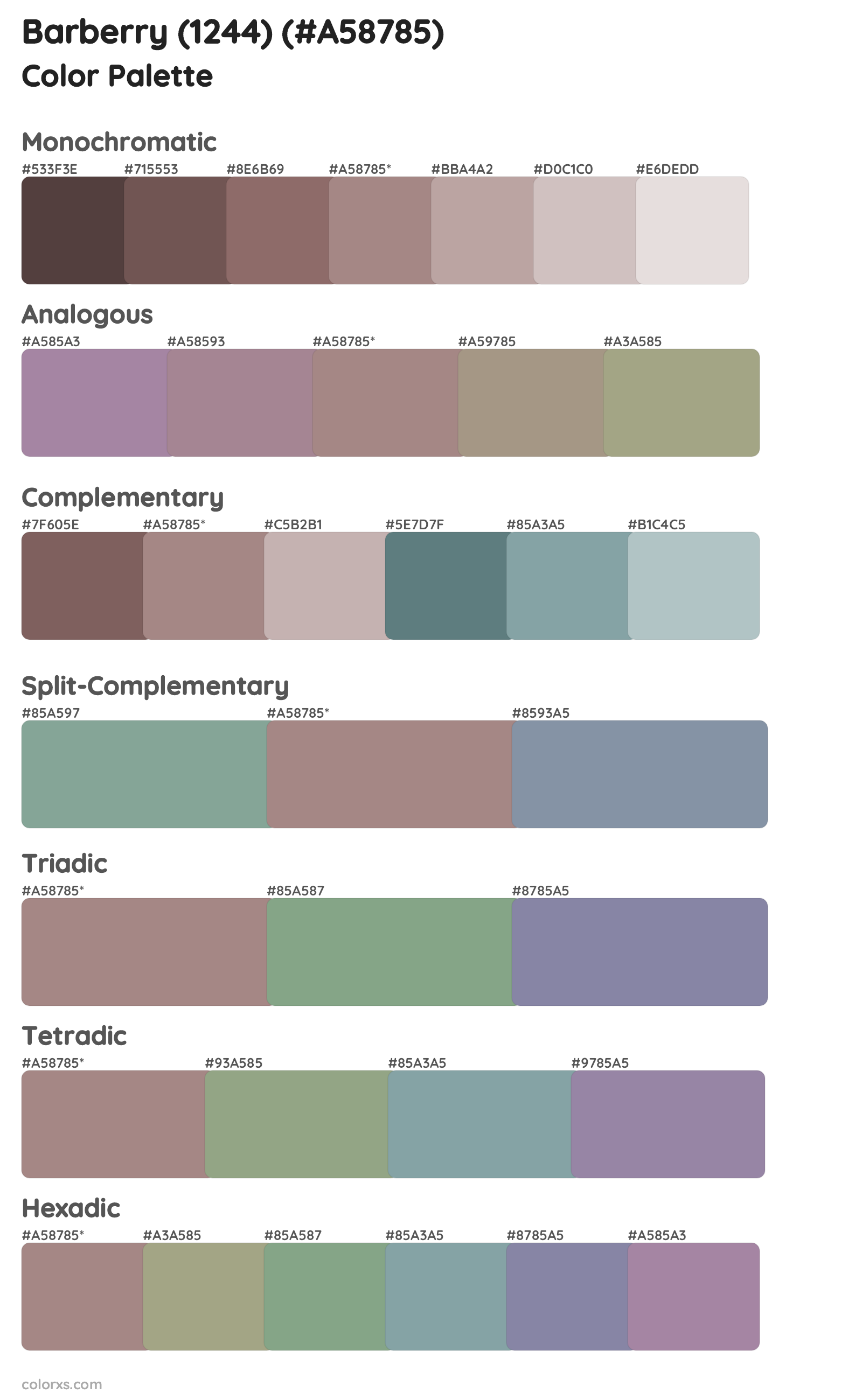 Barberry (1244) Color Scheme Palettes