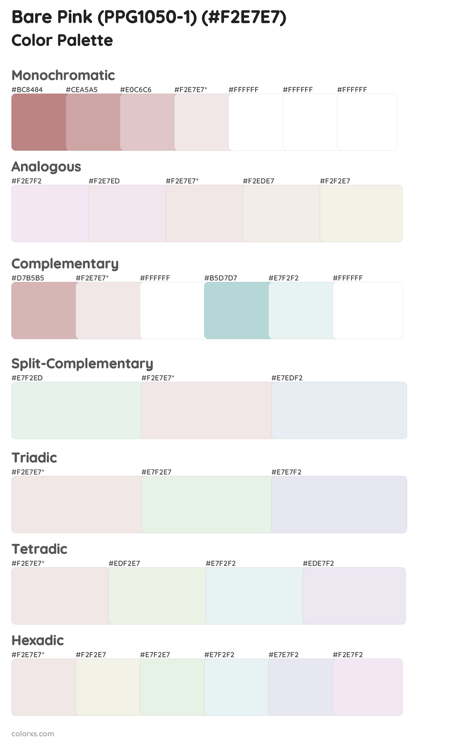 Bare Pink (PPG1050-1) Color Scheme Palettes