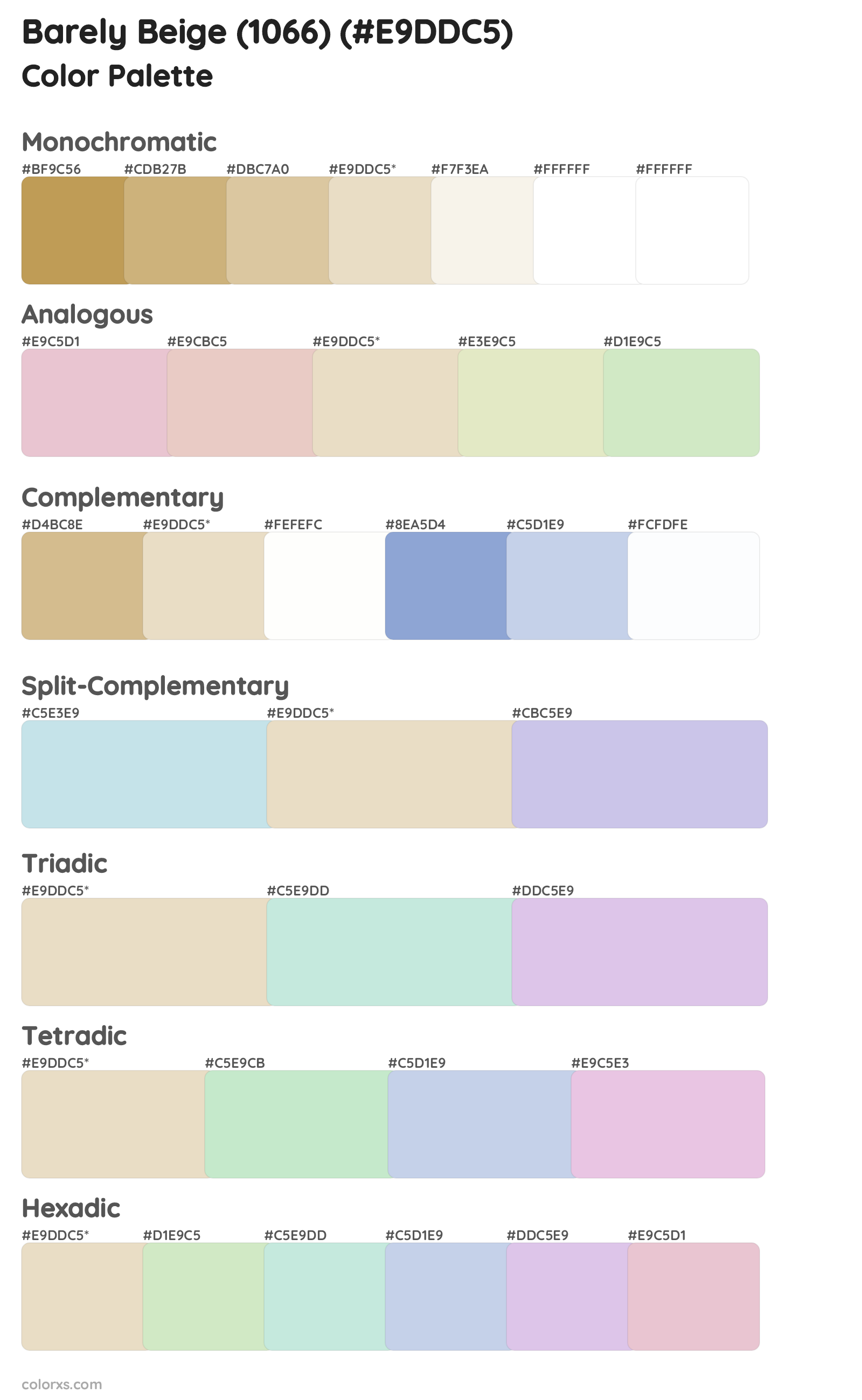 Barely Beige (1066) Color Scheme Palettes