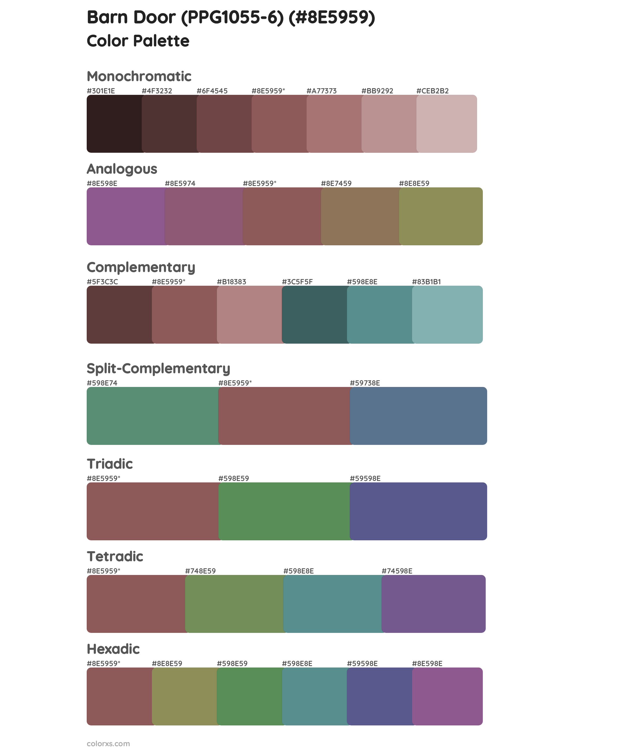 Barn Door (PPG1055-6) Color Scheme Palettes