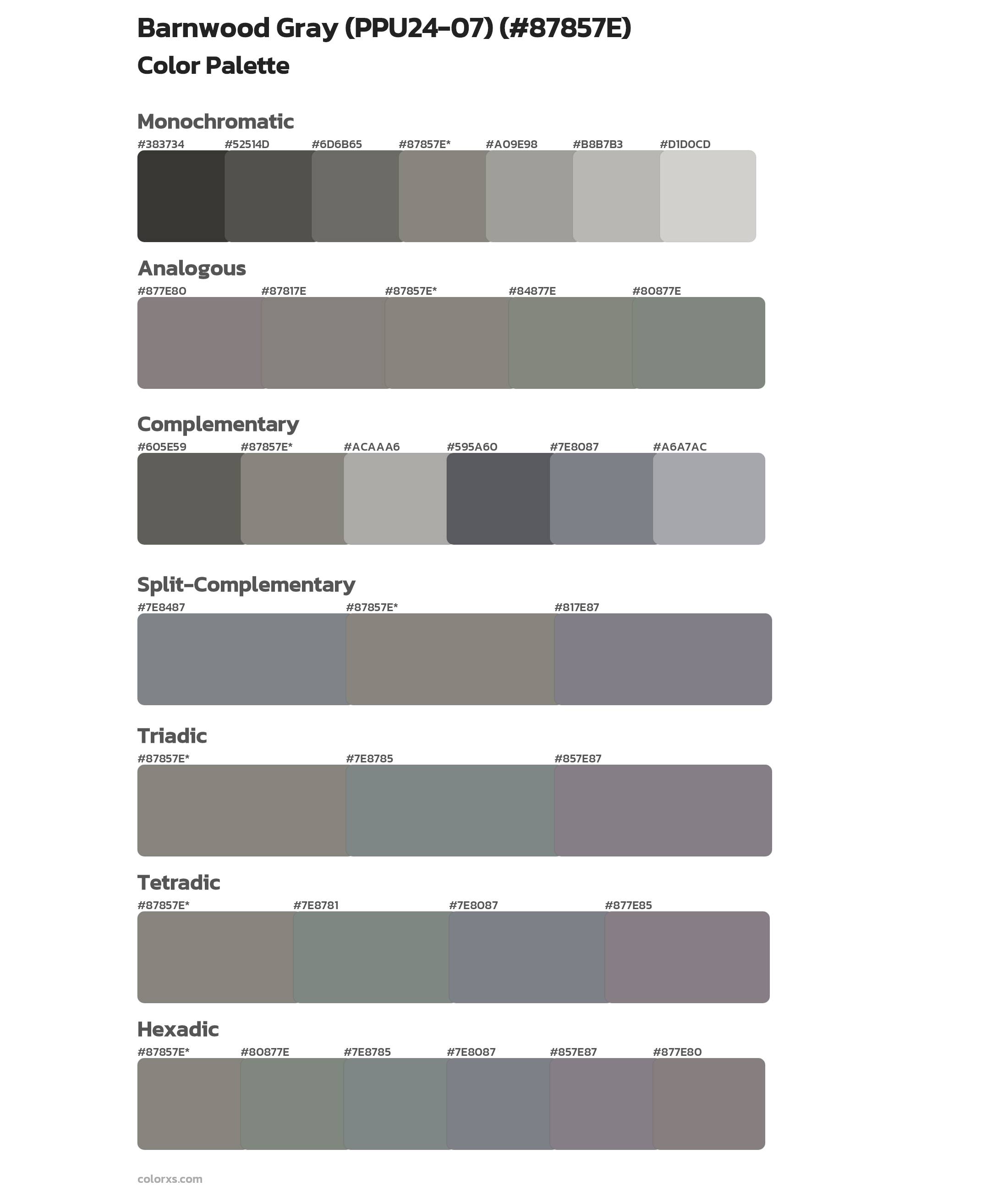 Barnwood Gray (PPU24-07) Color Scheme Palettes