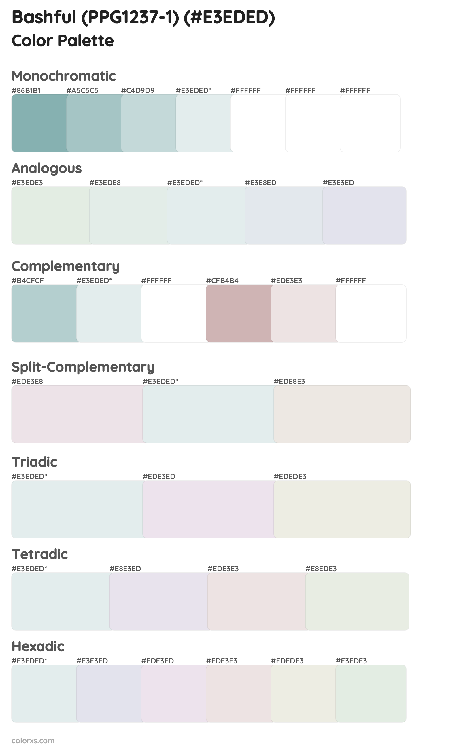 Bashful (PPG1237-1) Color Scheme Palettes