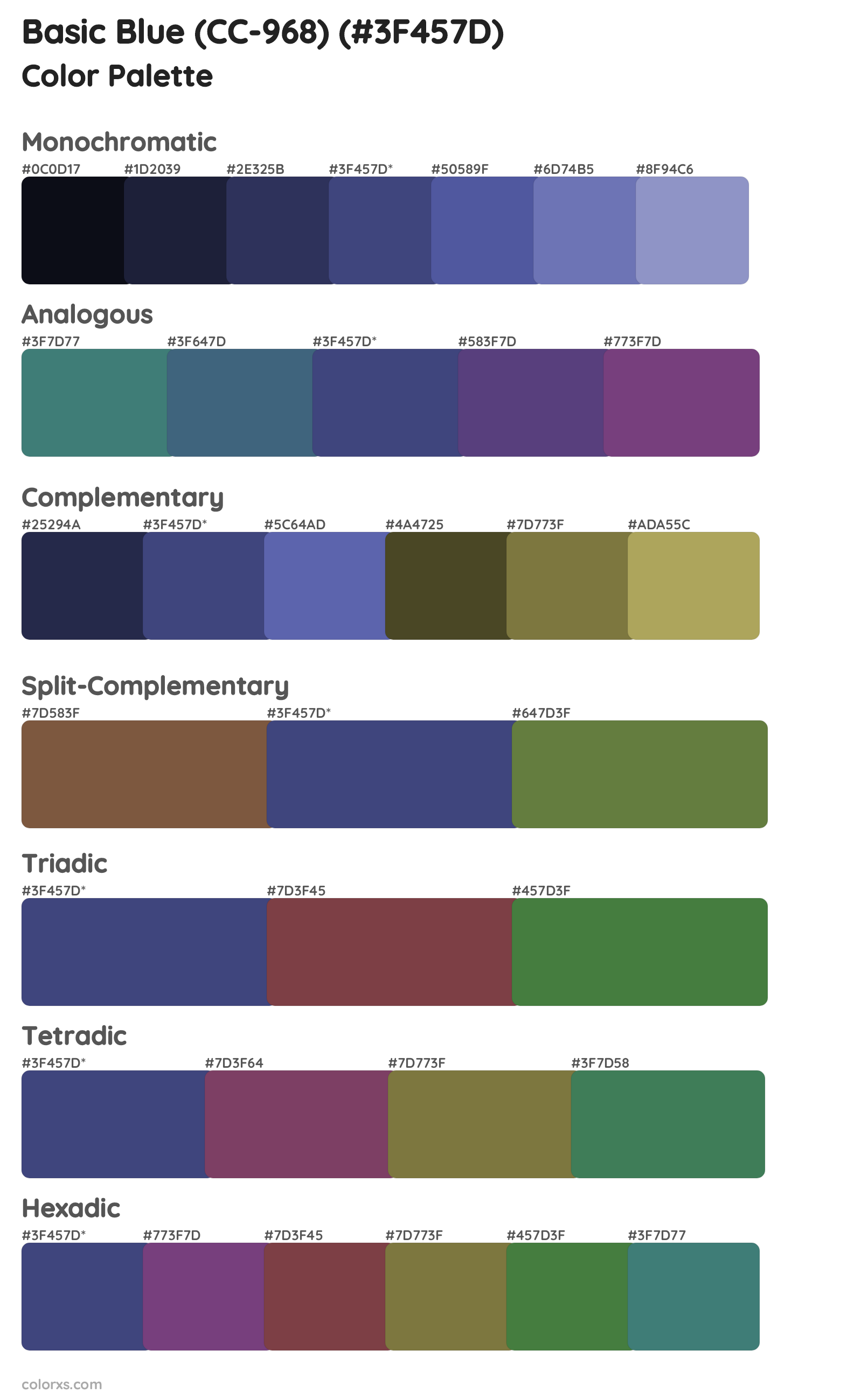 Basic Blue (CC-968) Color Scheme Palettes