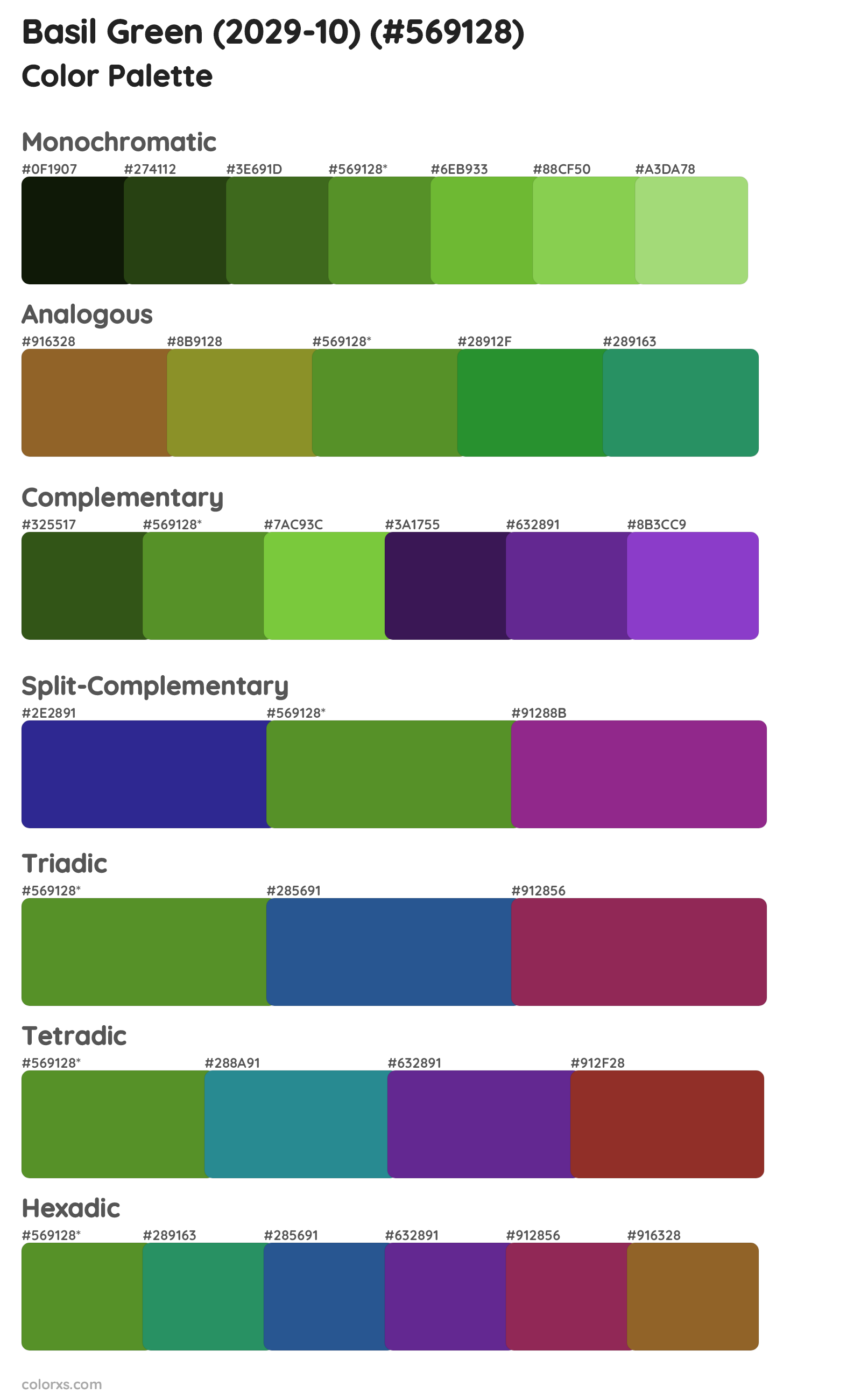 Basil Green (2029-10) Color Scheme Palettes