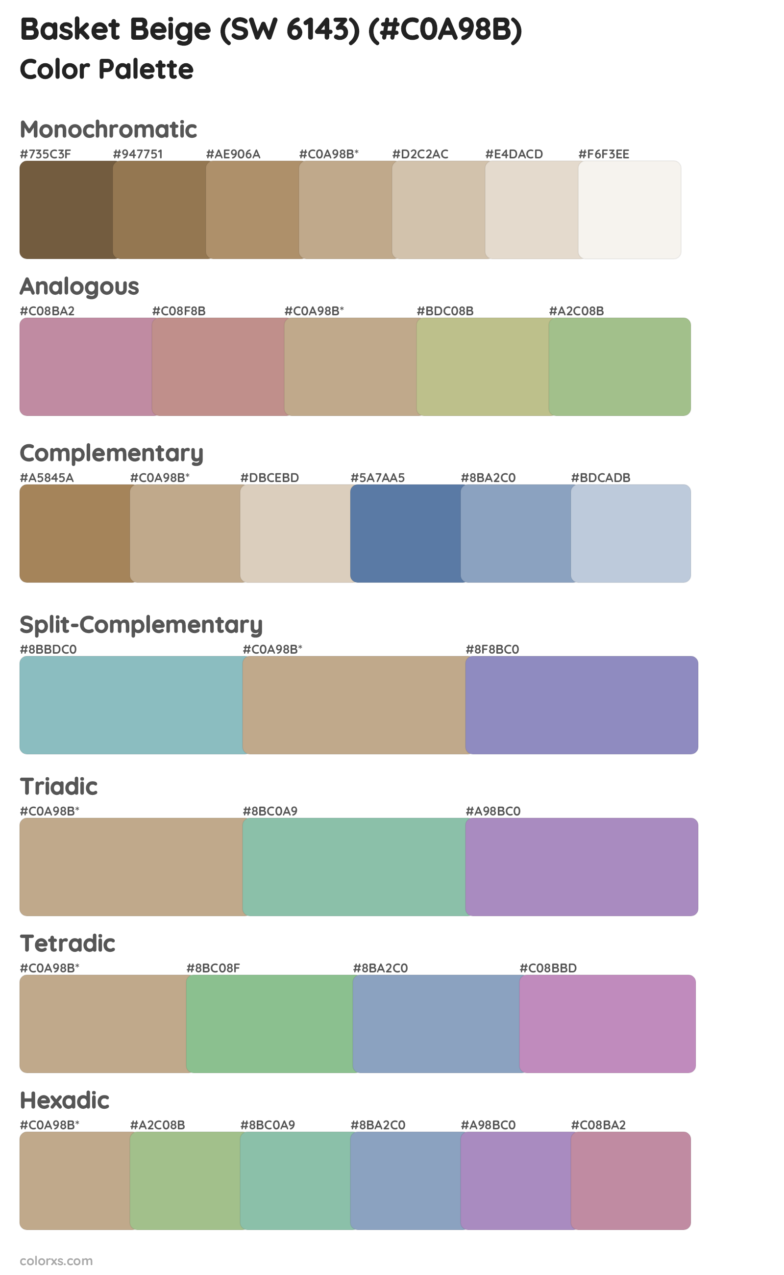 Basket Beige (SW 6143) Color Scheme Palettes