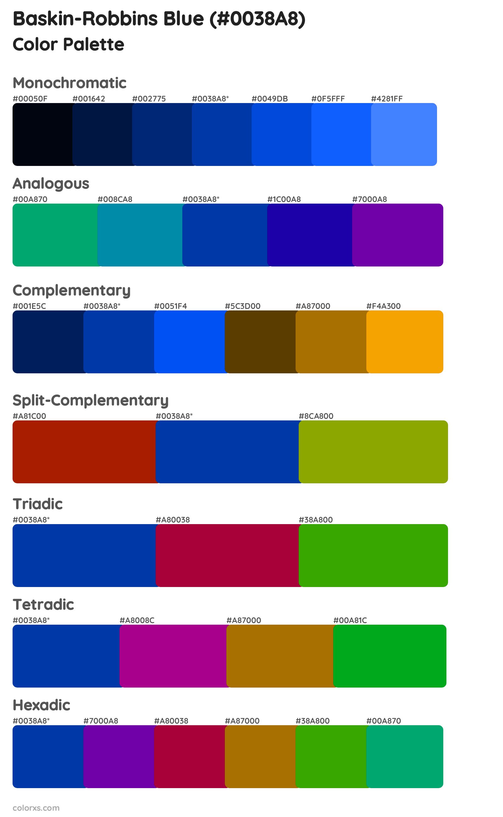 Baskin-Robbins Blue Color Scheme Palettes