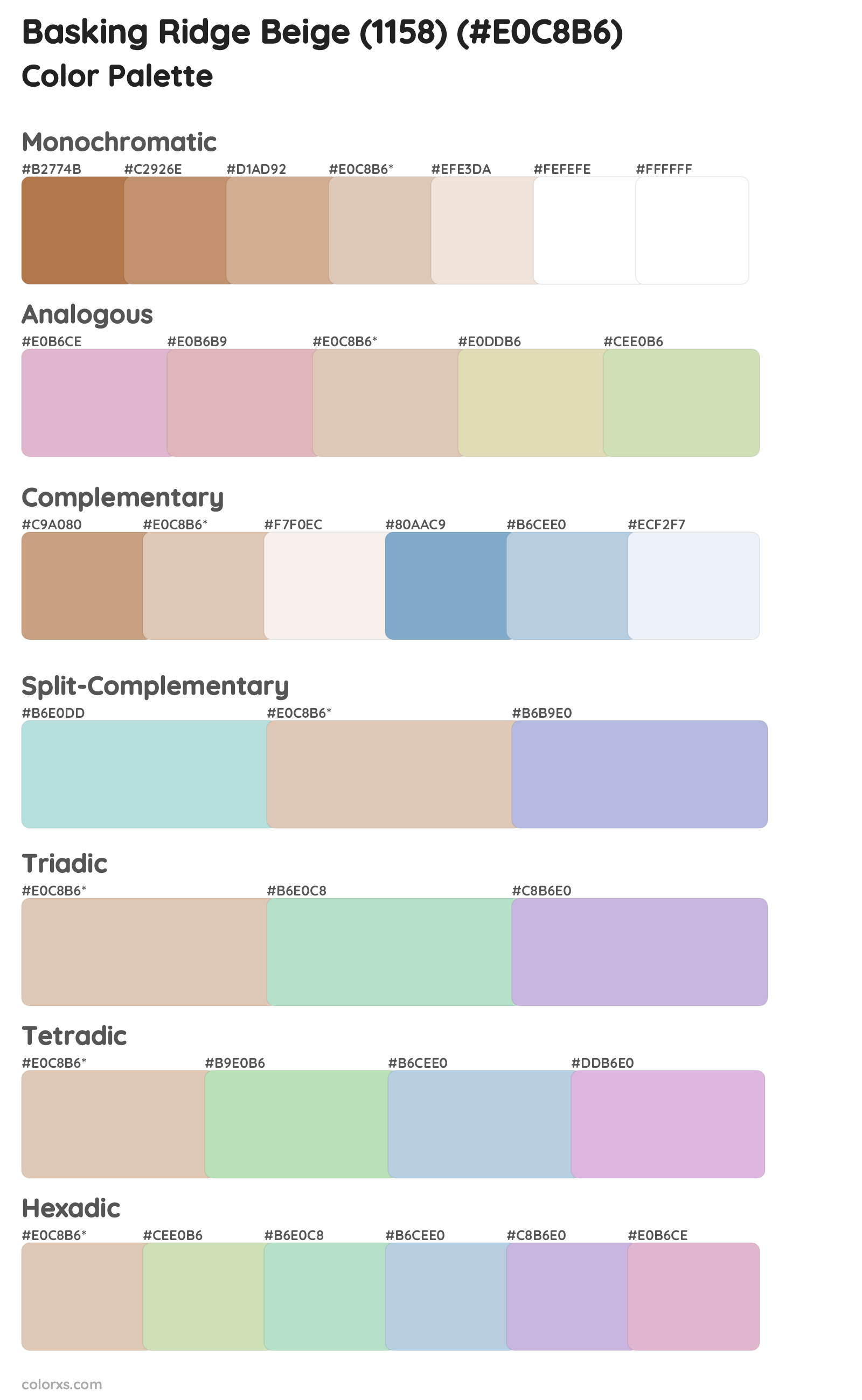 Basking Ridge Beige (1158) Color Scheme Palettes