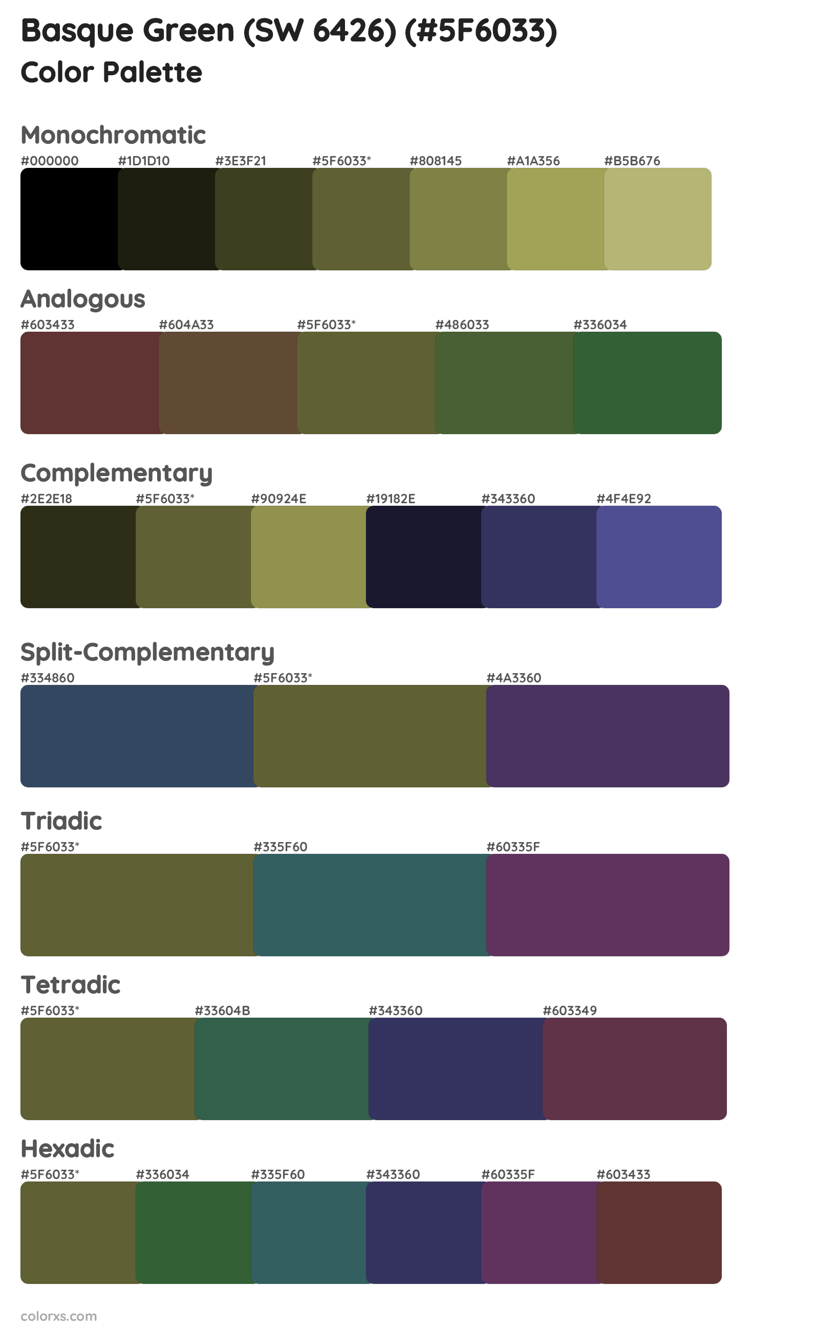 Basque Green (SW 6426) Color Scheme Palettes