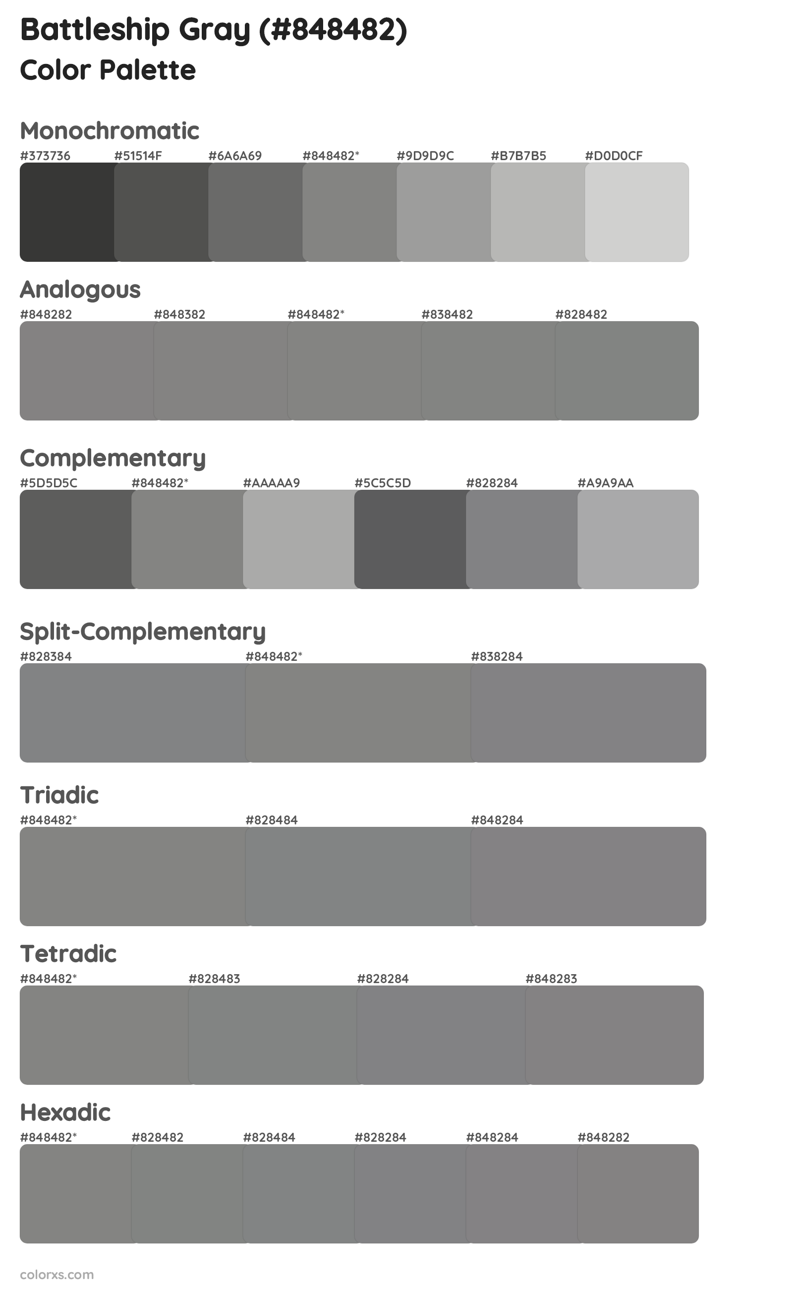 Battleship Gray Color Scheme Palettes