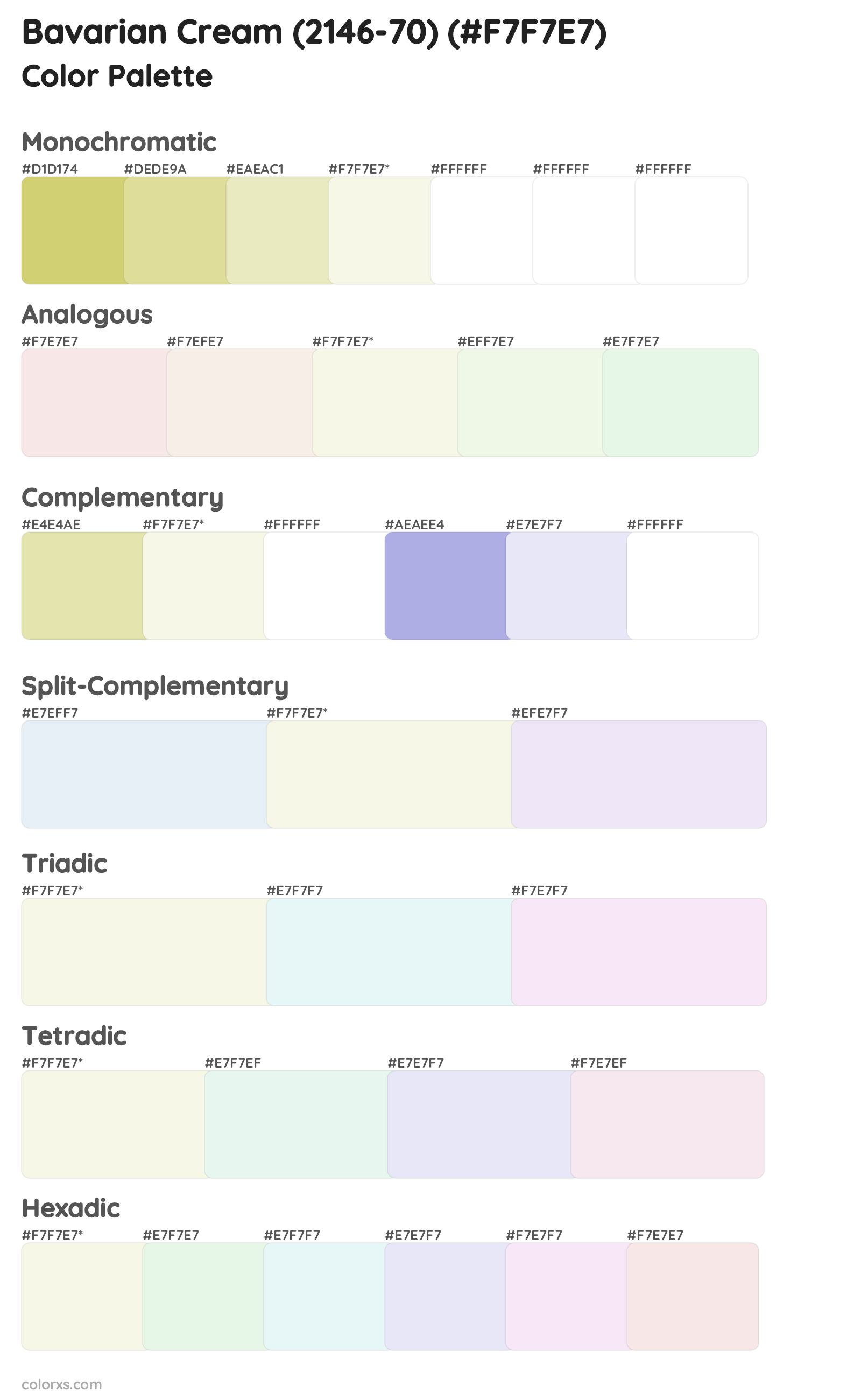Bavarian Cream (2146-70) Color Scheme Palettes