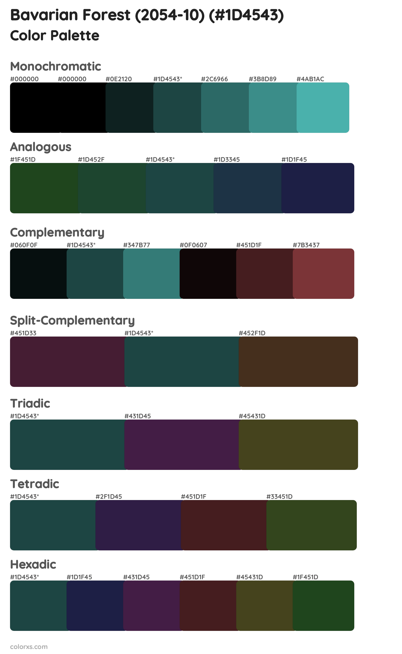 Bavarian Forest (2054-10) Color Scheme Palettes