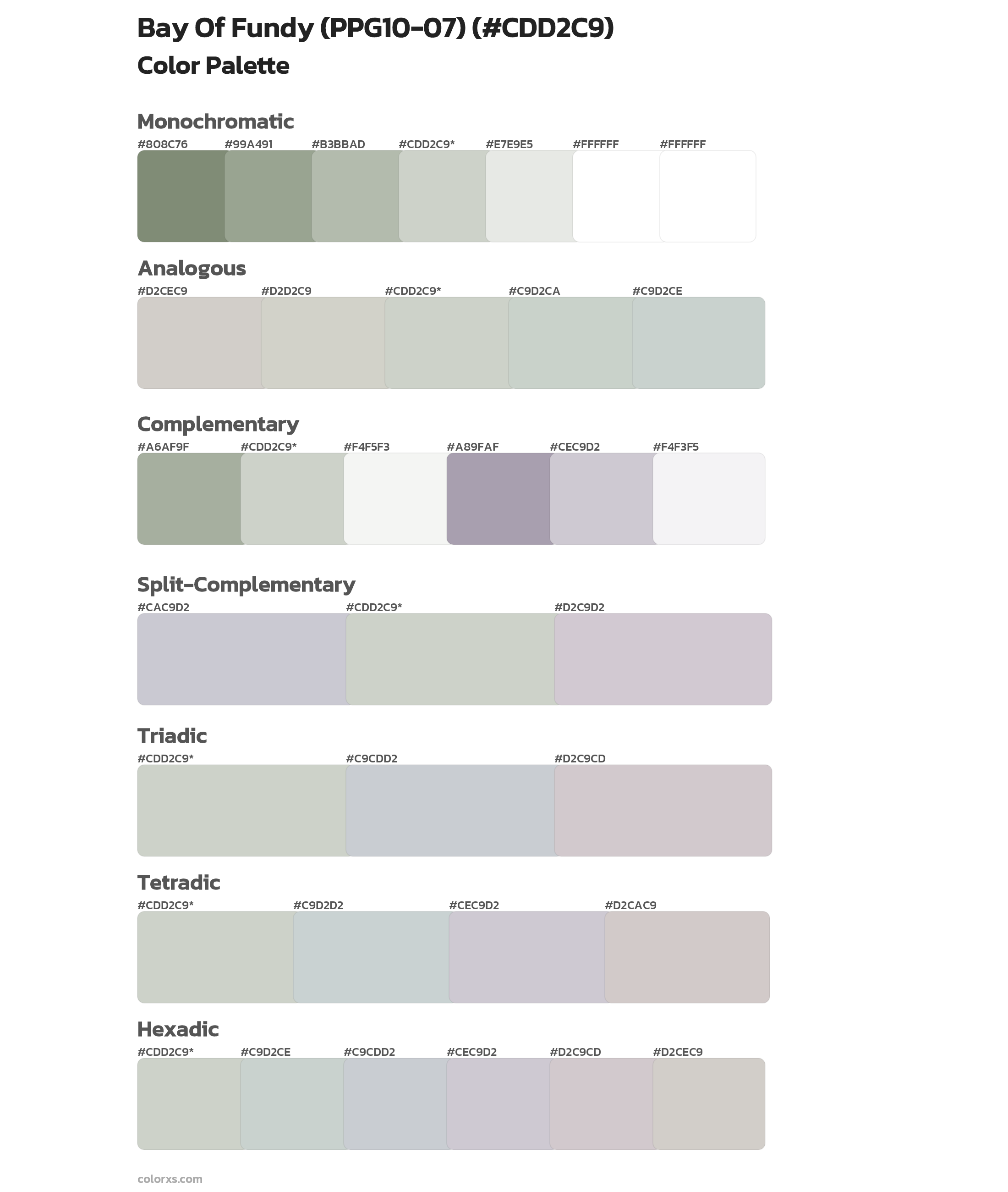 Bay Of Fundy (PPG10-07) Color Scheme Palettes