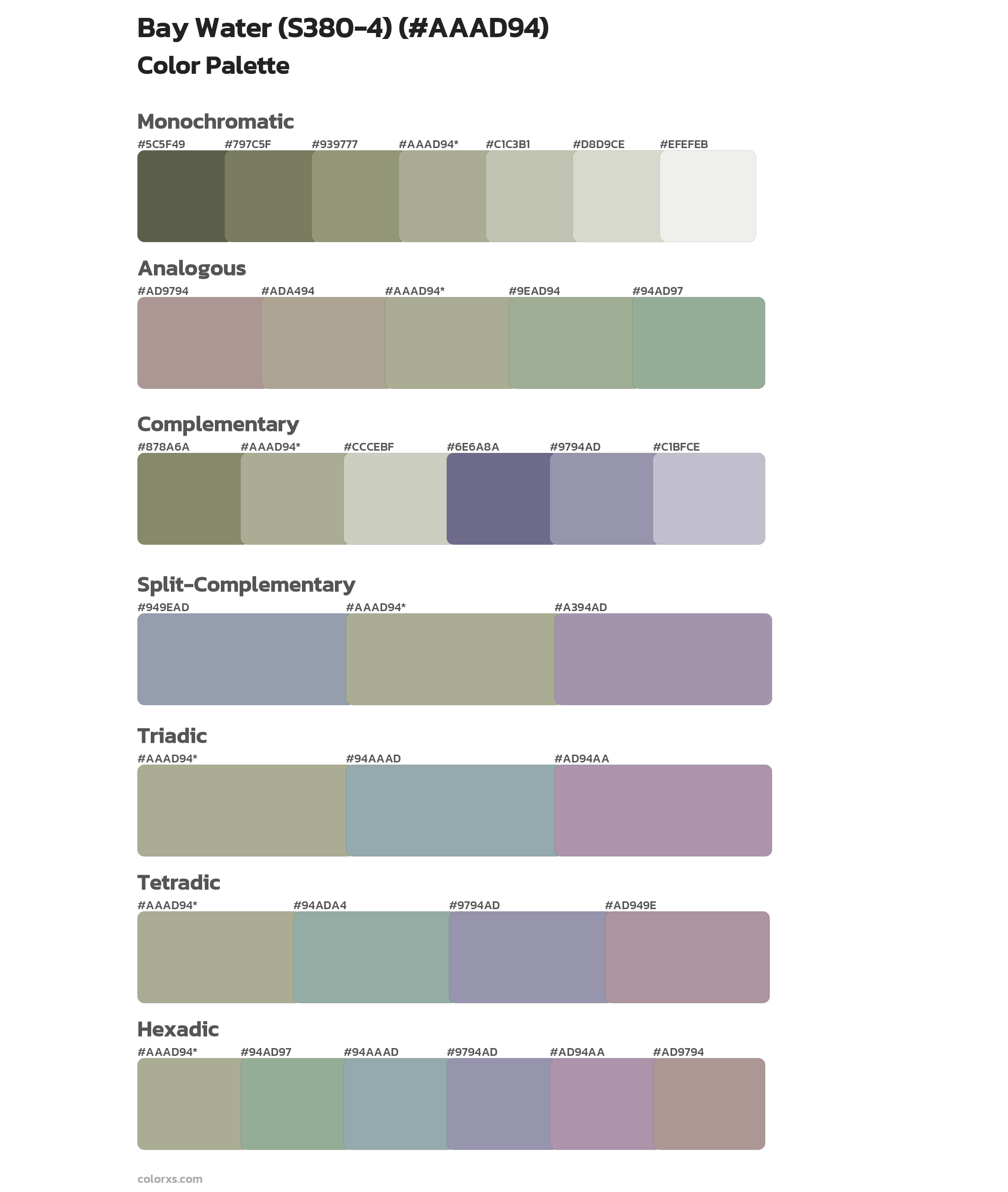 Bay Water (S380-4) Color Scheme Palettes