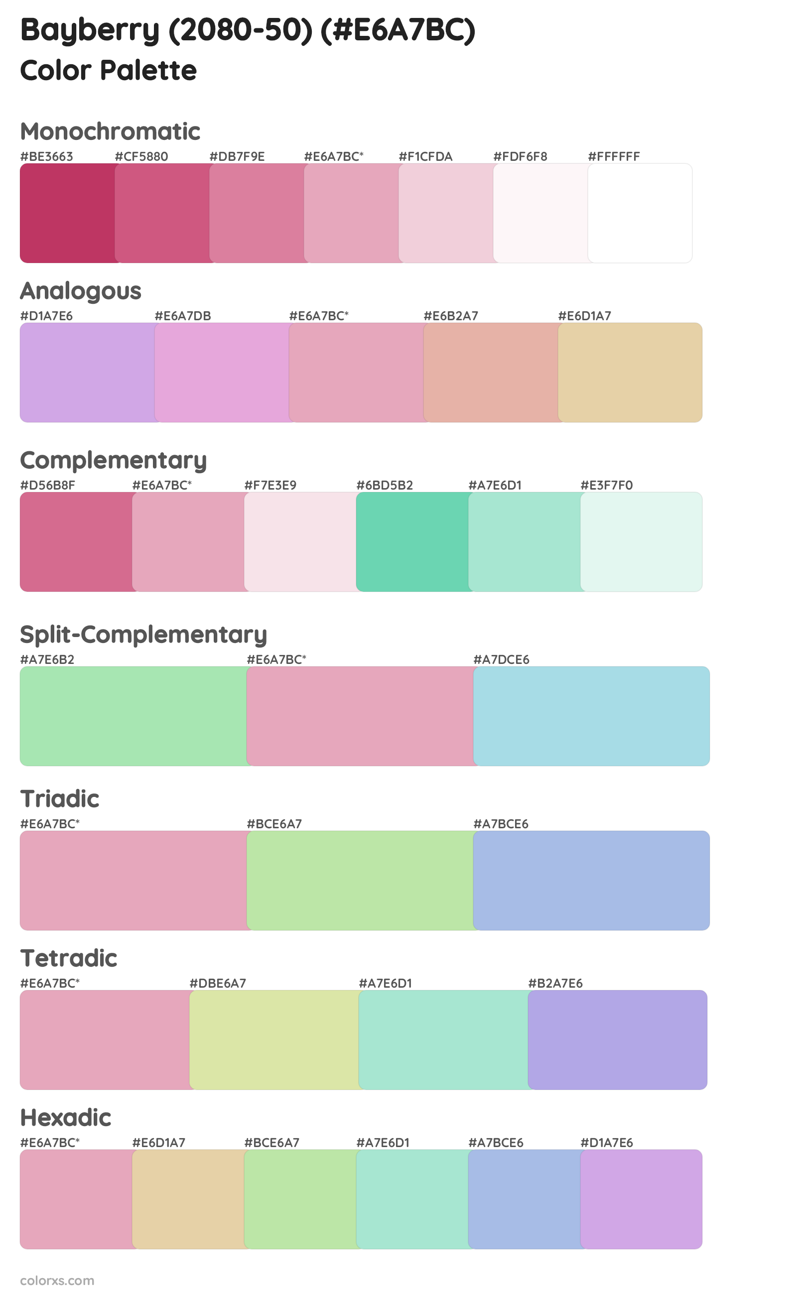 Bayberry (2080-50) Color Scheme Palettes