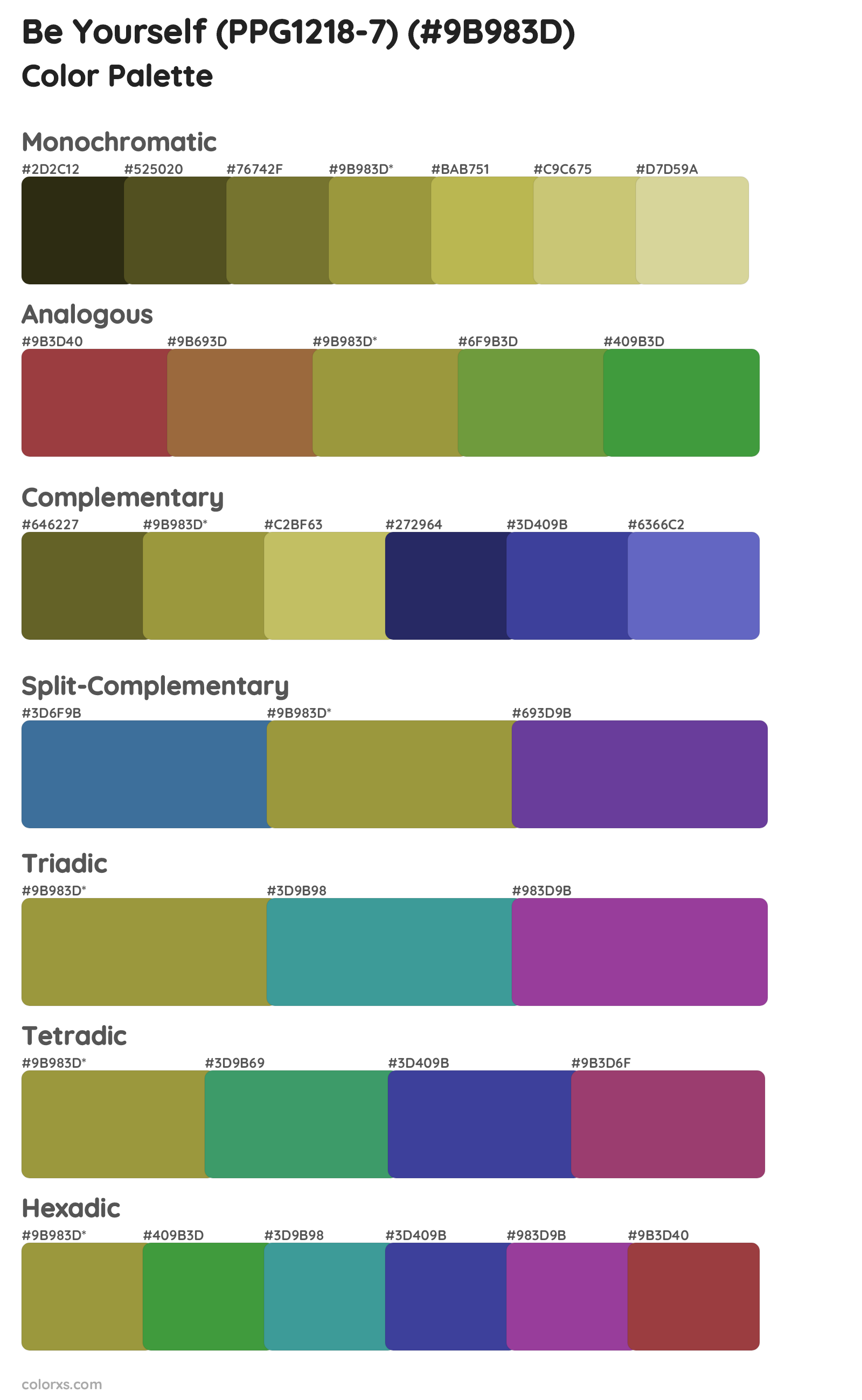Be Yourself (PPG1218-7) Color Scheme Palettes