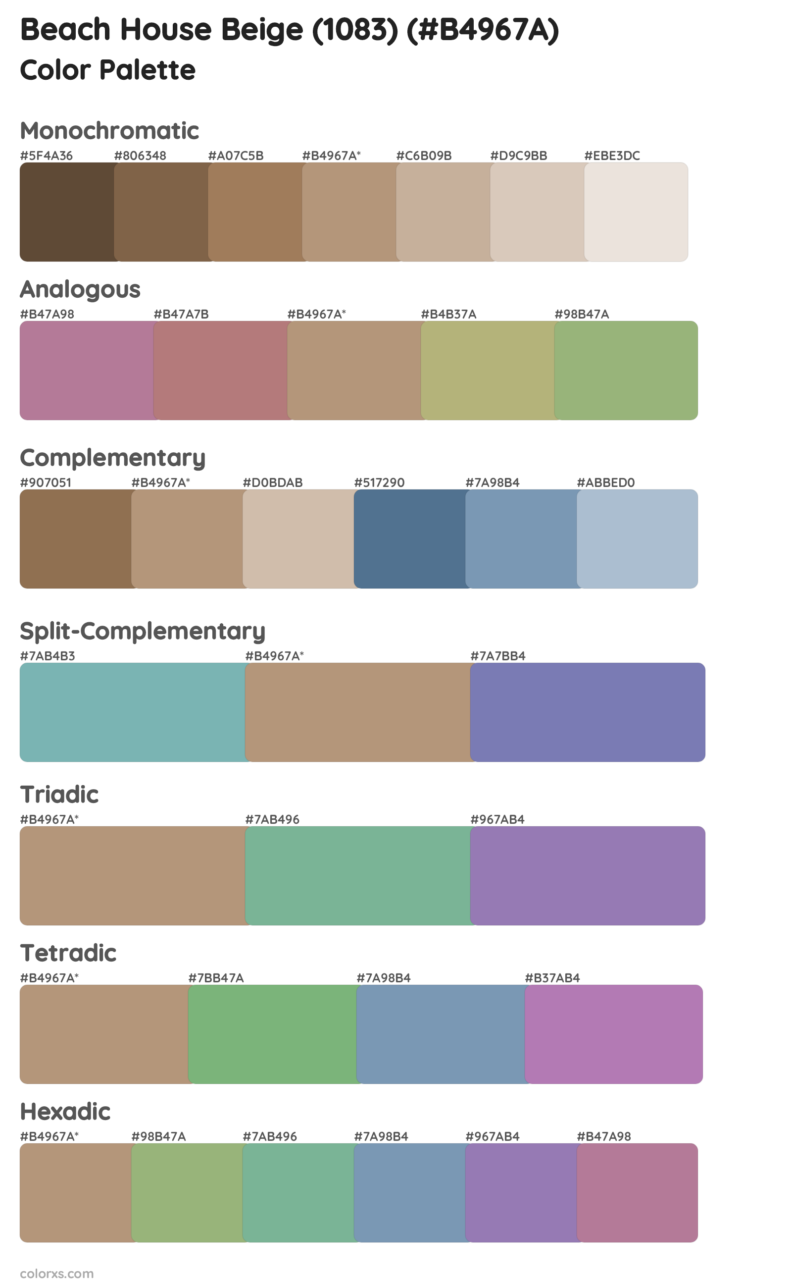 Beach House Beige (1083) Color Scheme Palettes