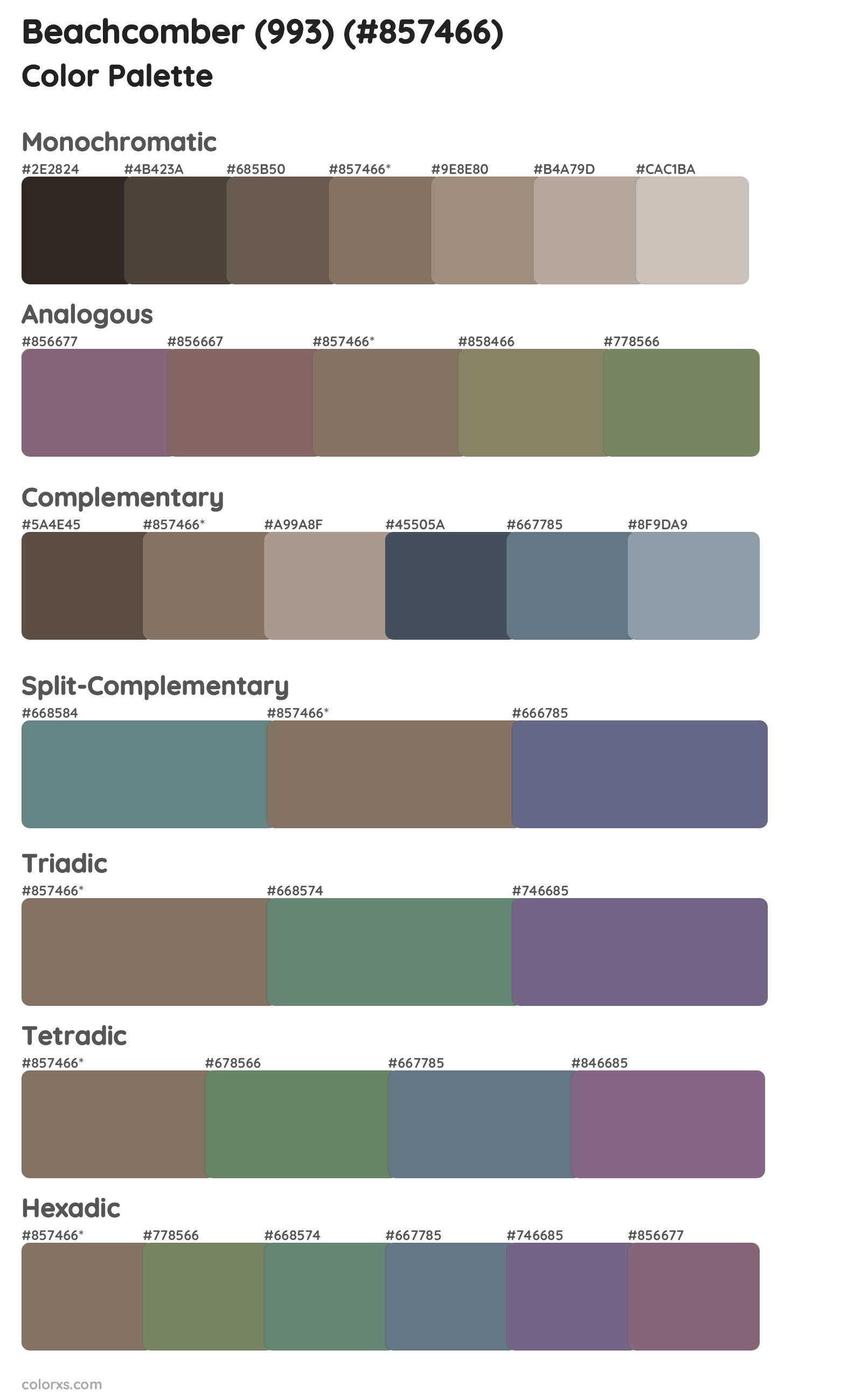 Beachcomber (993) Color Scheme Palettes