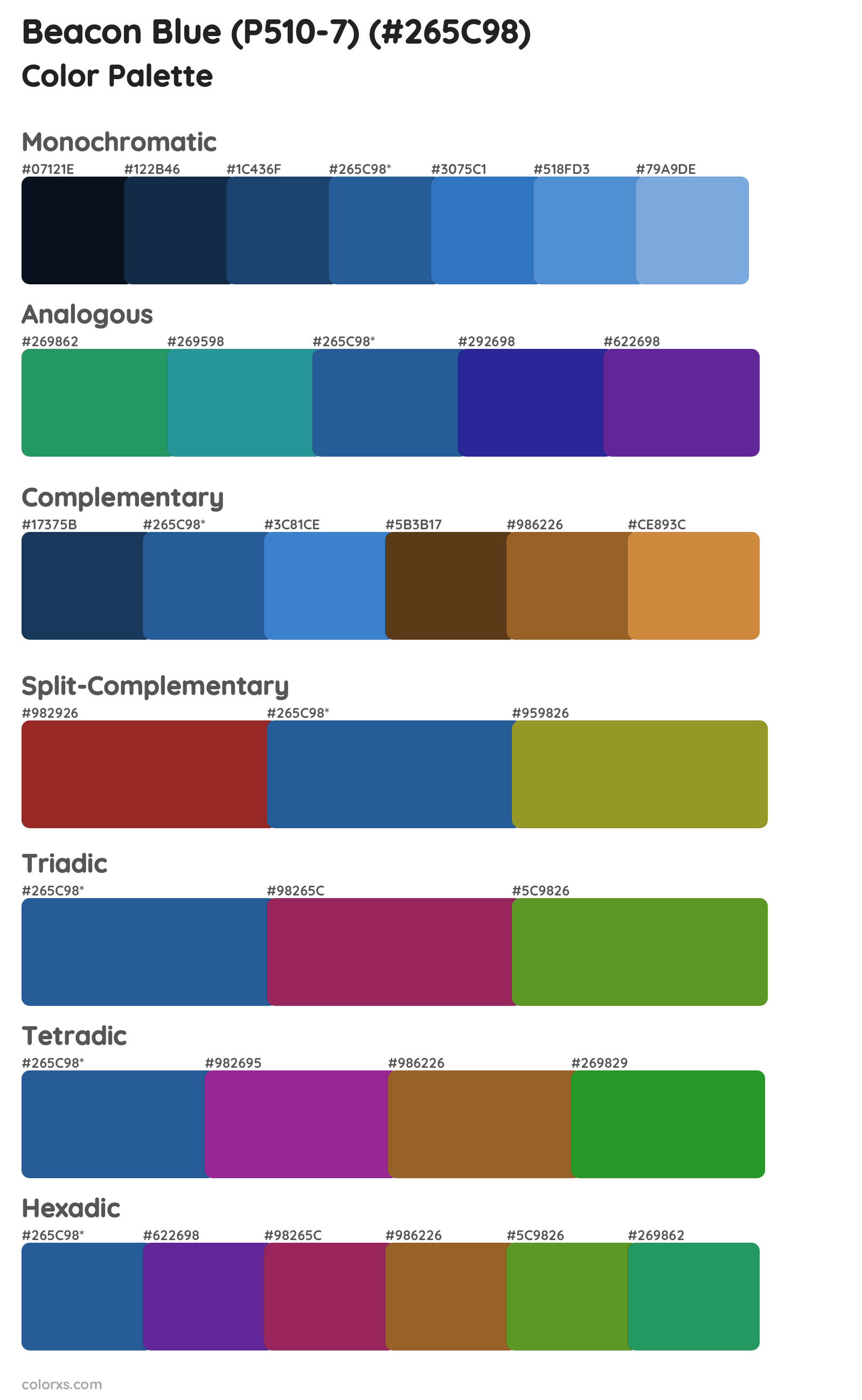 Beacon Blue (P510-7) Color Scheme Palettes