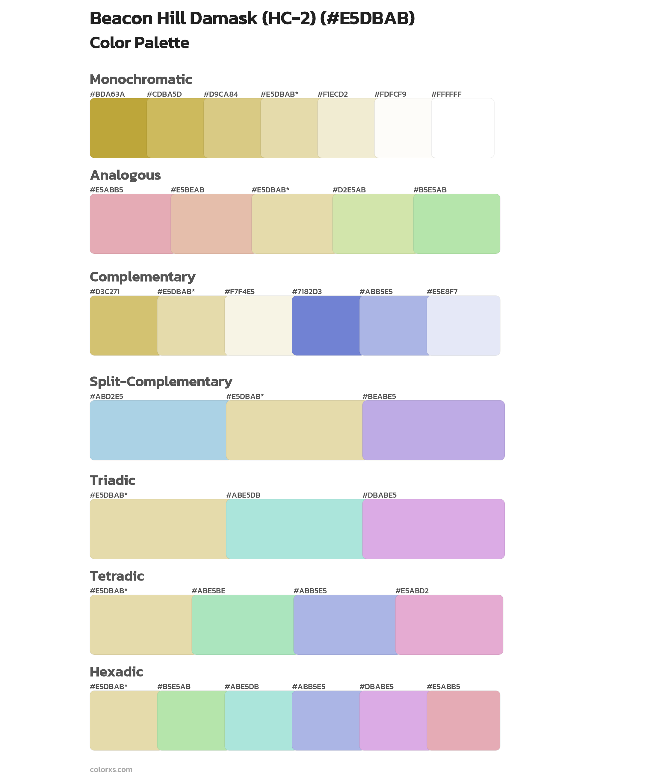 Beacon Hill Damask (HC-2) Color Scheme Palettes