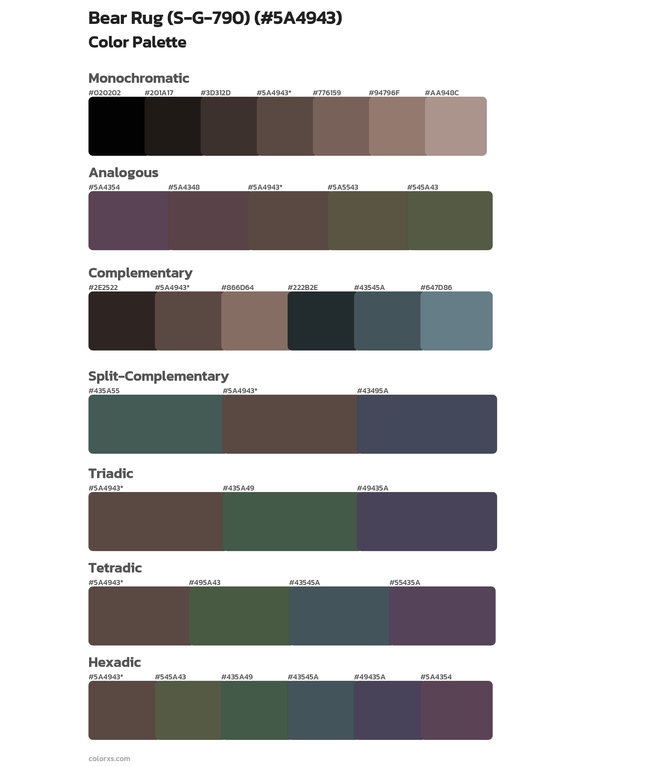 Bear Rug (S-G-790) Color Scheme Palettes