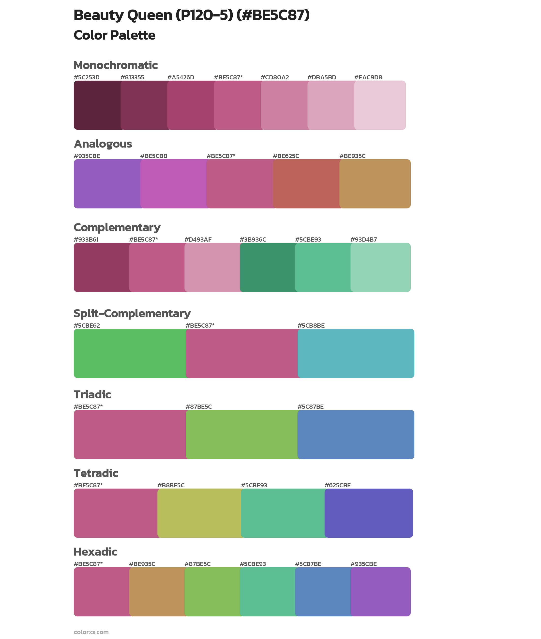 Beauty Queen (P120-5) Color Scheme Palettes