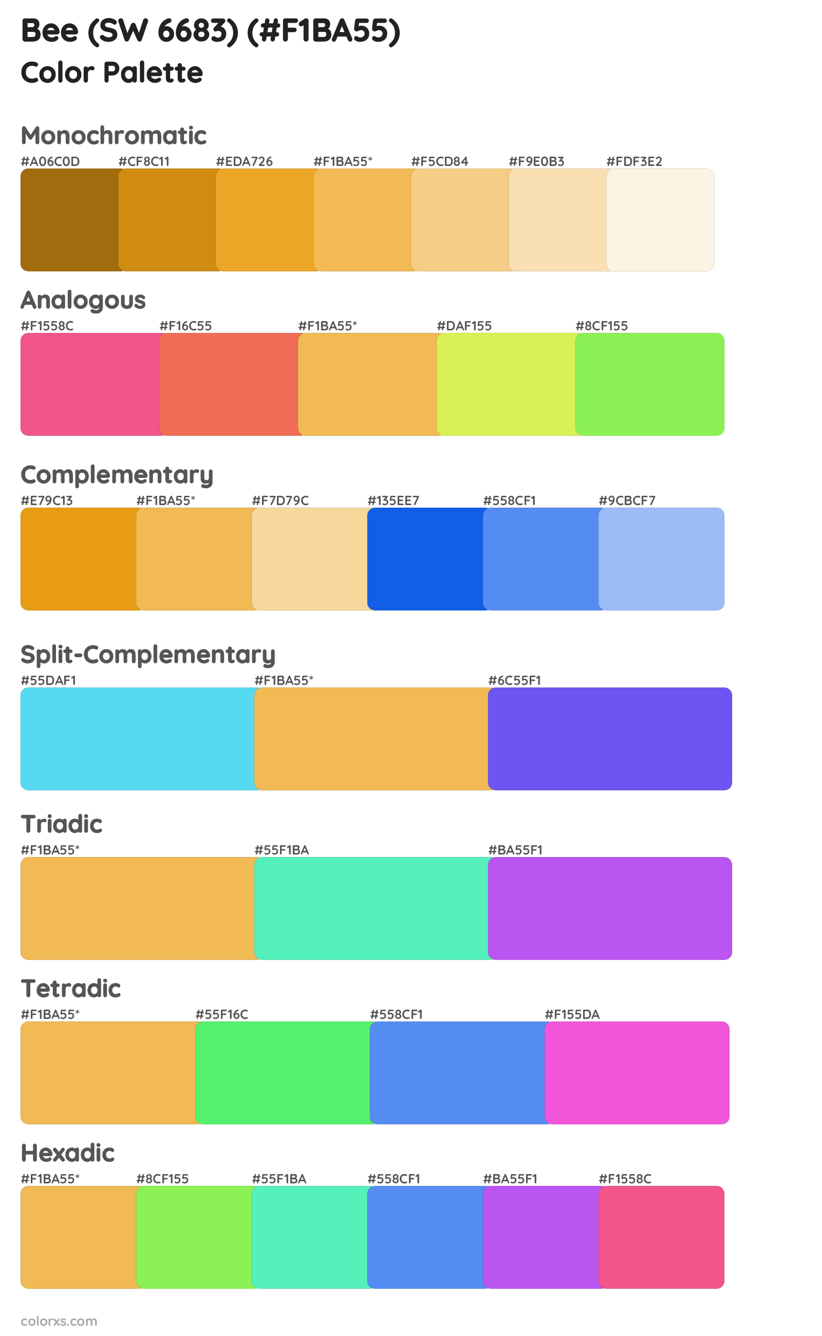 Bee (SW 6683) Color Scheme Palettes