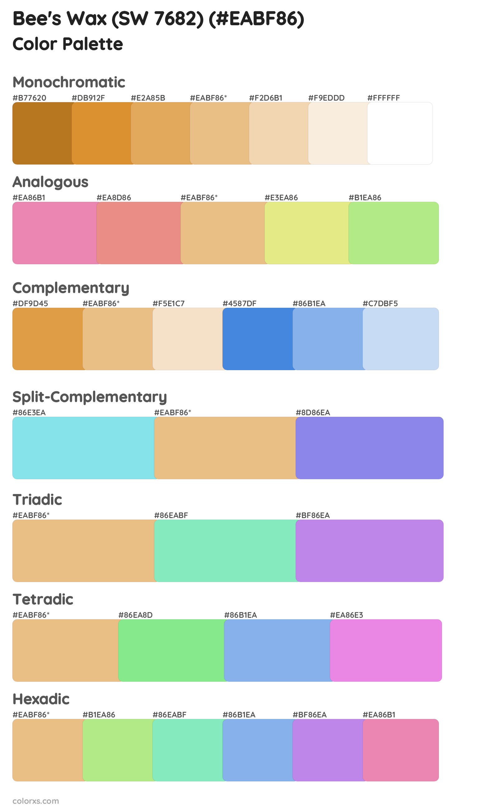 Bee's Wax (SW 7682) Color Scheme Palettes