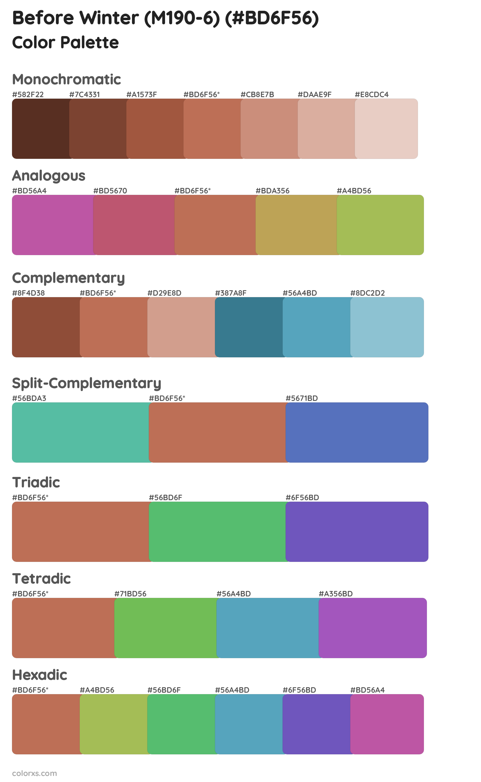 Before Winter (M190-6) Color Scheme Palettes