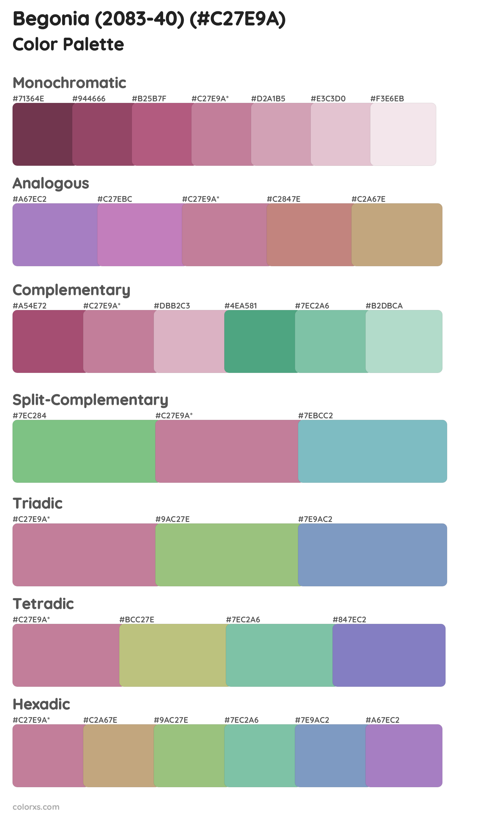 Begonia (2083-40) Color Scheme Palettes
