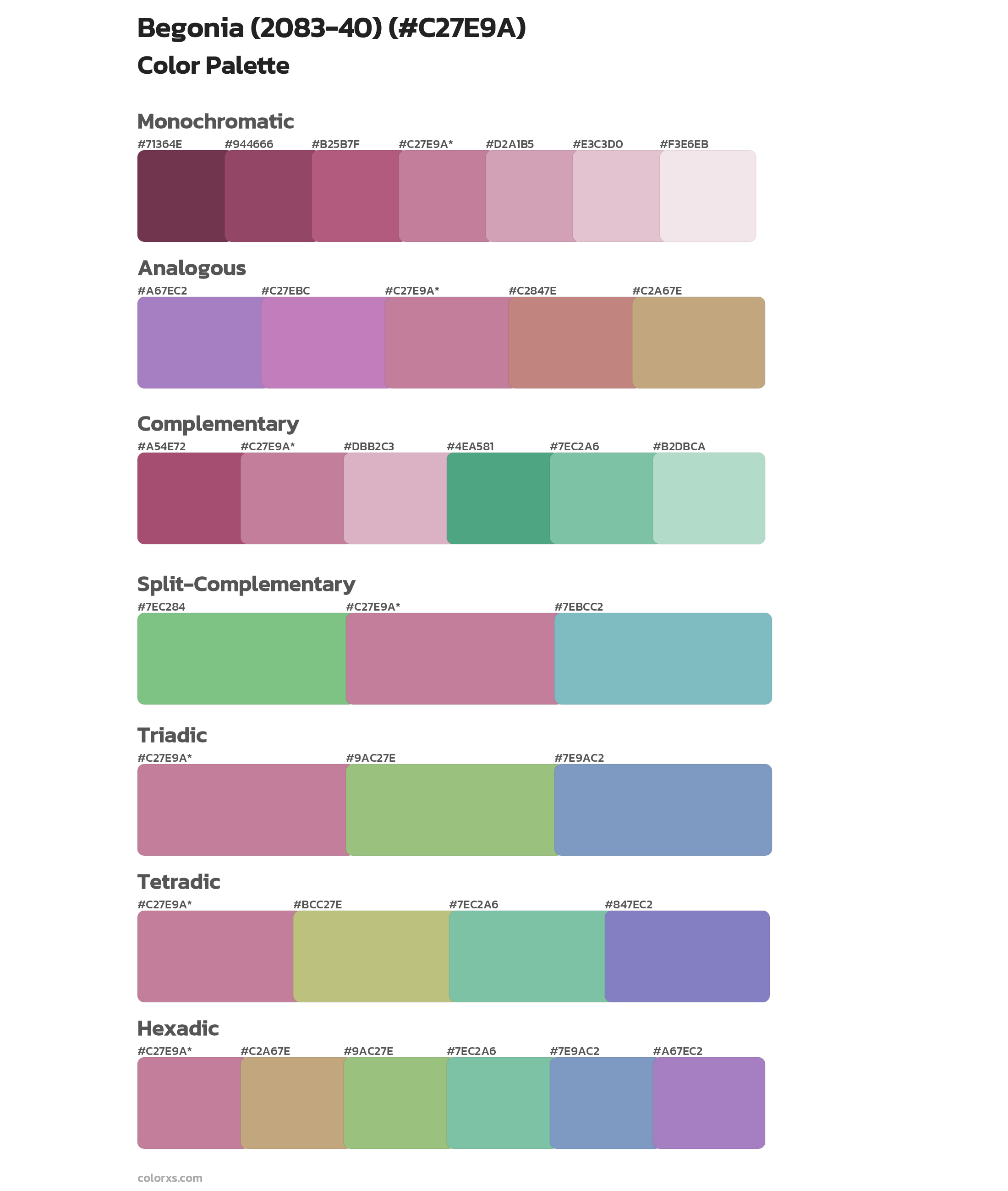 Begonia (2083-40) Color Scheme Palettes