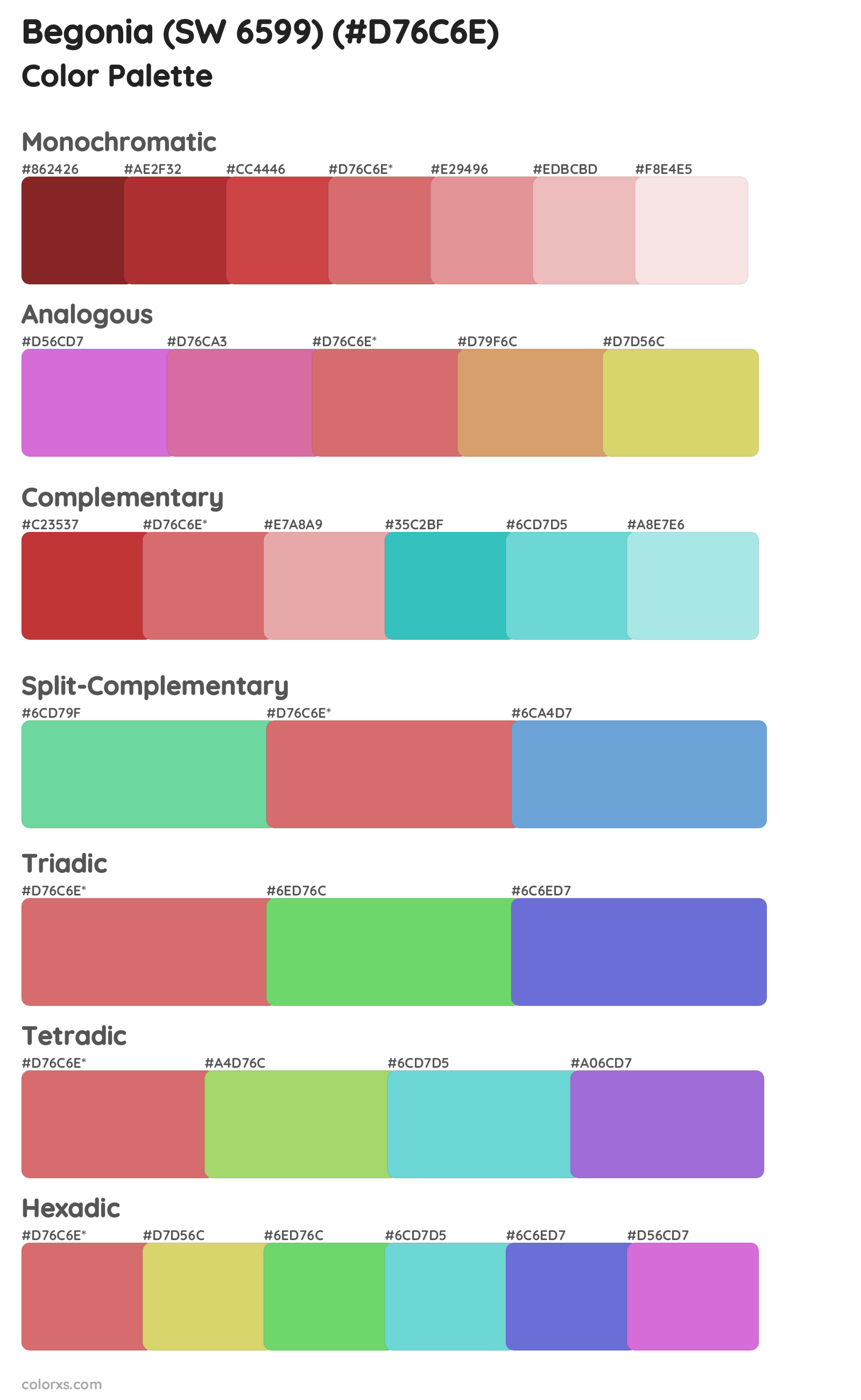 Begonia (SW 6599) Color Scheme Palettes