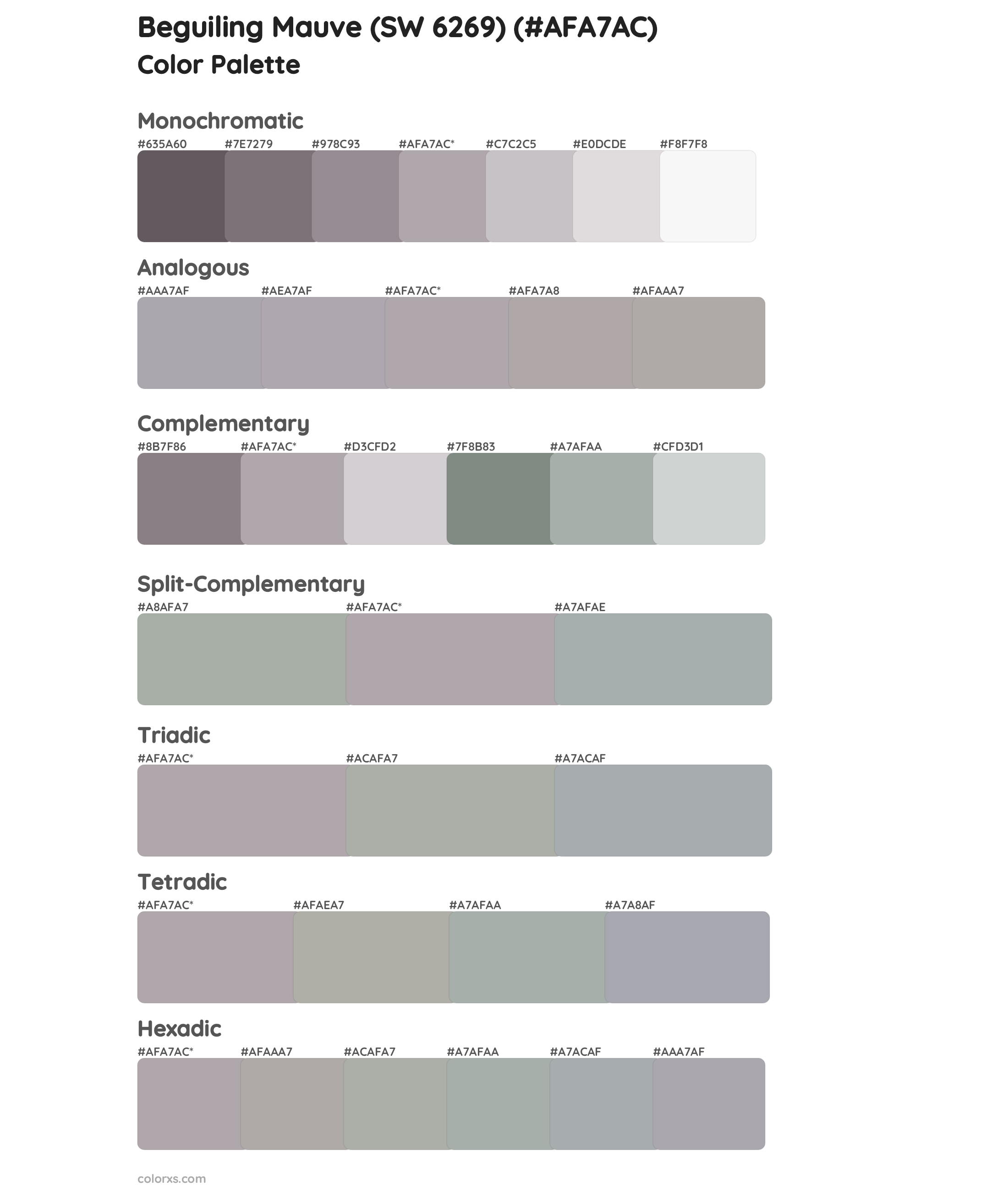Beguiling Mauve (SW 6269) Color Scheme Palettes