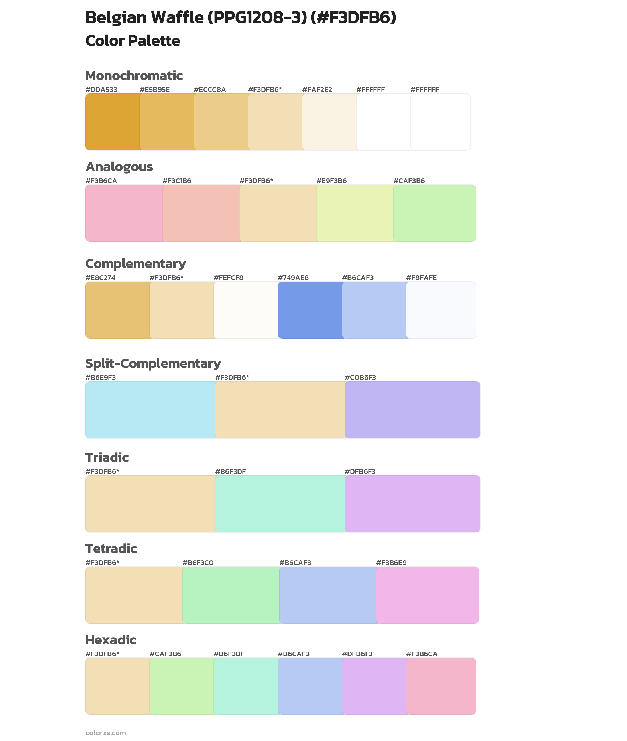 Belgian Waffle (PPG1208-3) Color Scheme Palettes