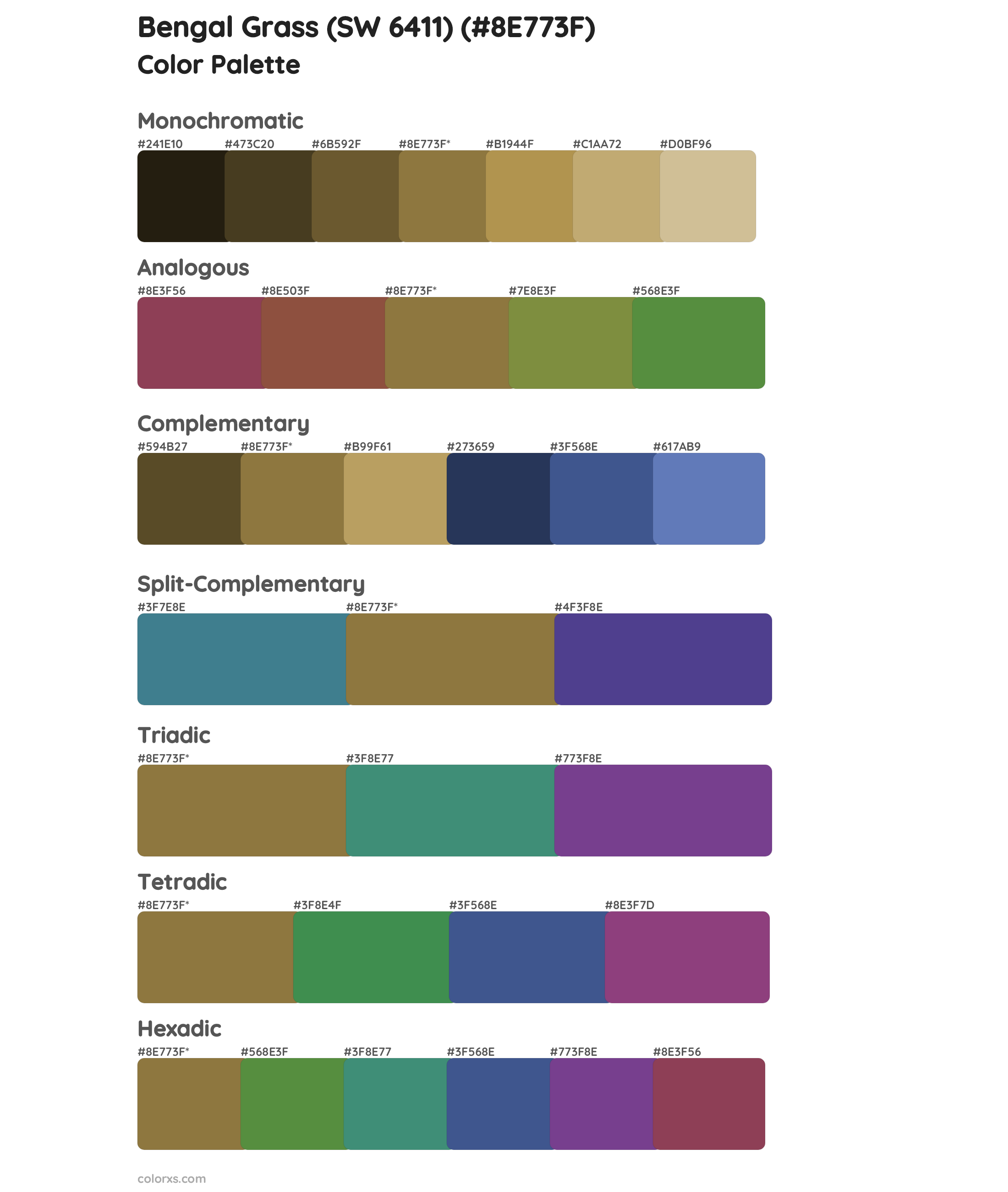 Bengal Grass (SW 6411) Color Scheme Palettes