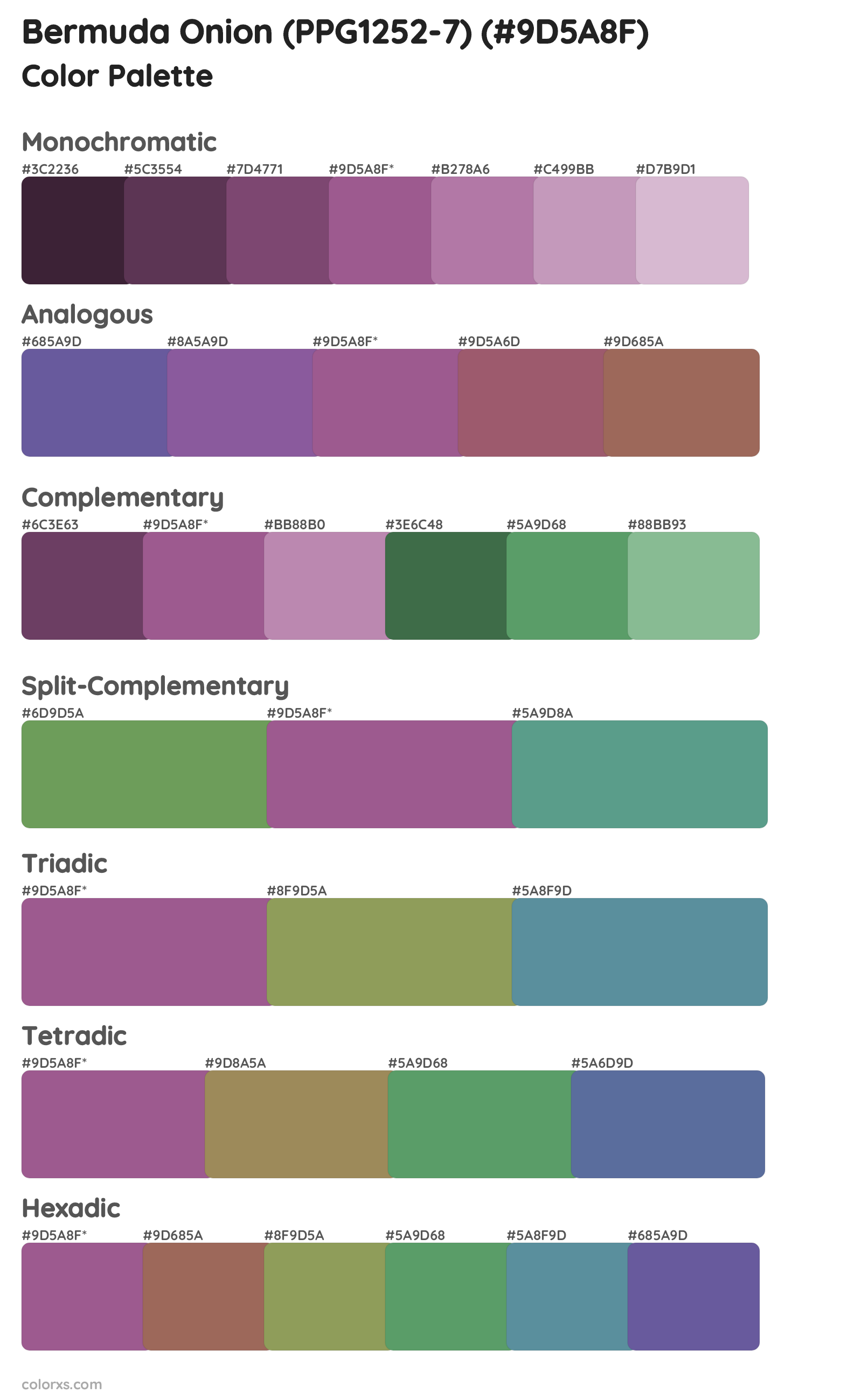 Bermuda Onion (PPG1252-7) Color Scheme Palettes