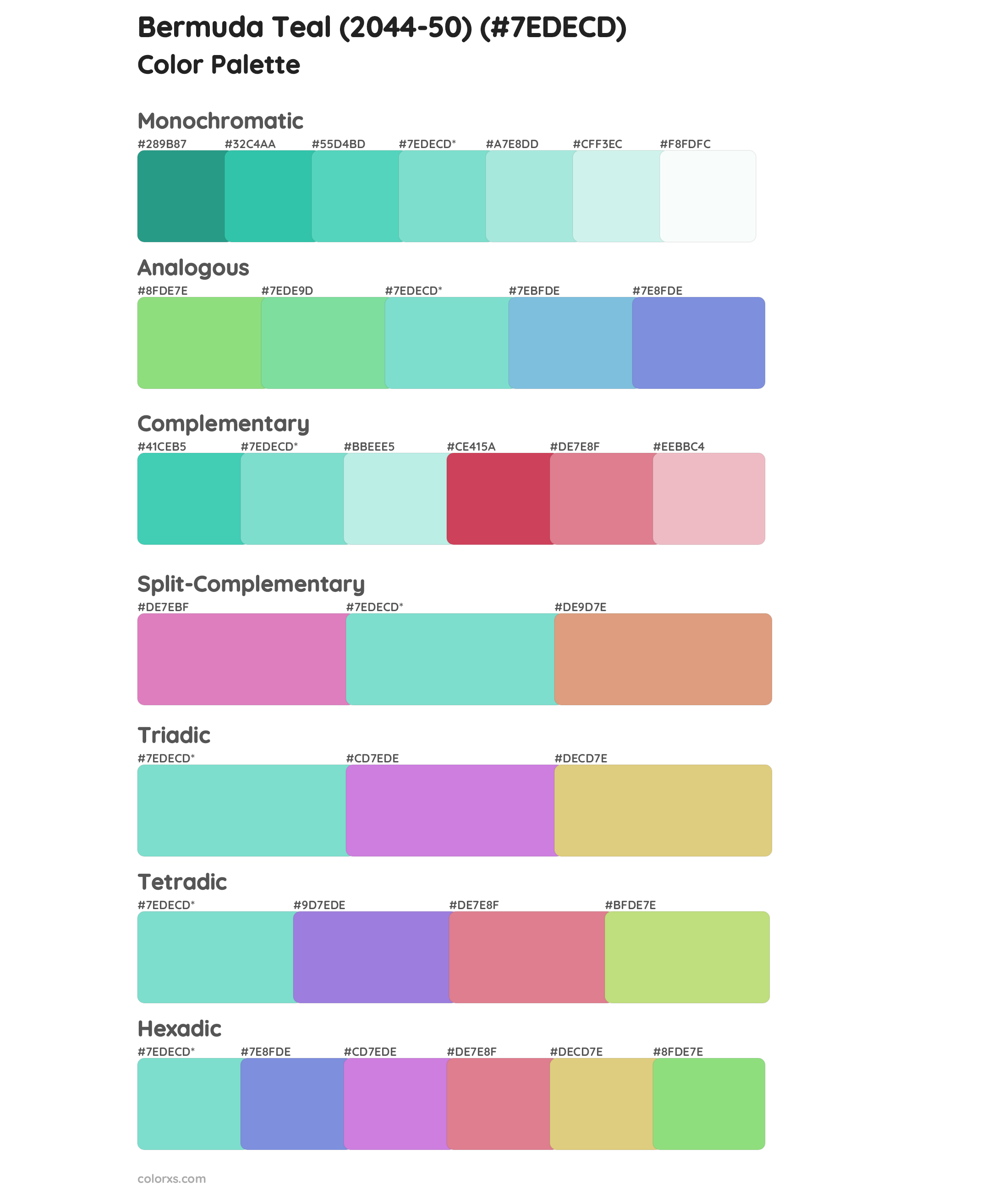 Bermuda Teal (2044-50) Color Scheme Palettes