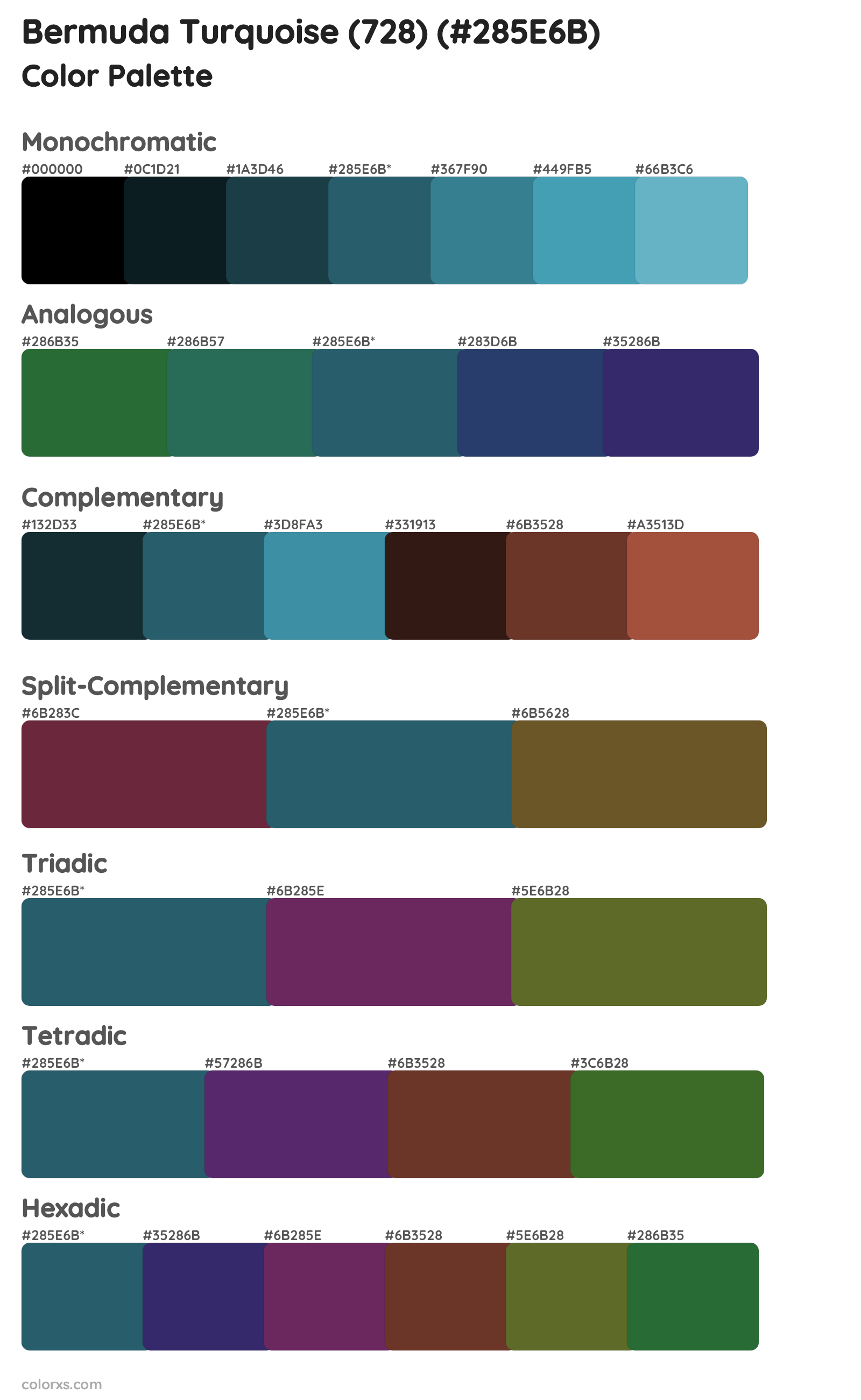 Bermuda Turquoise (728) Color Scheme Palettes