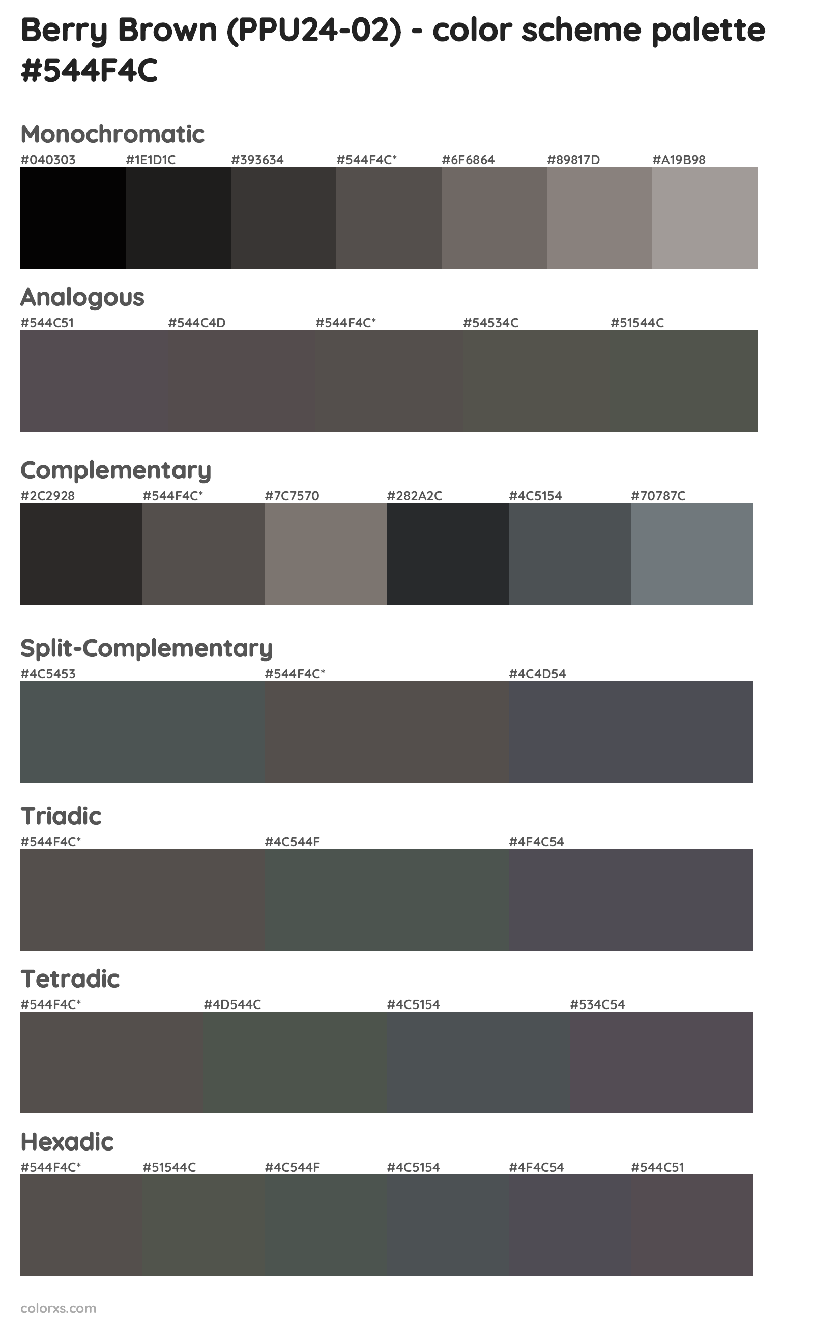 Berry Brown (PPU24-02) Color Scheme Palettes