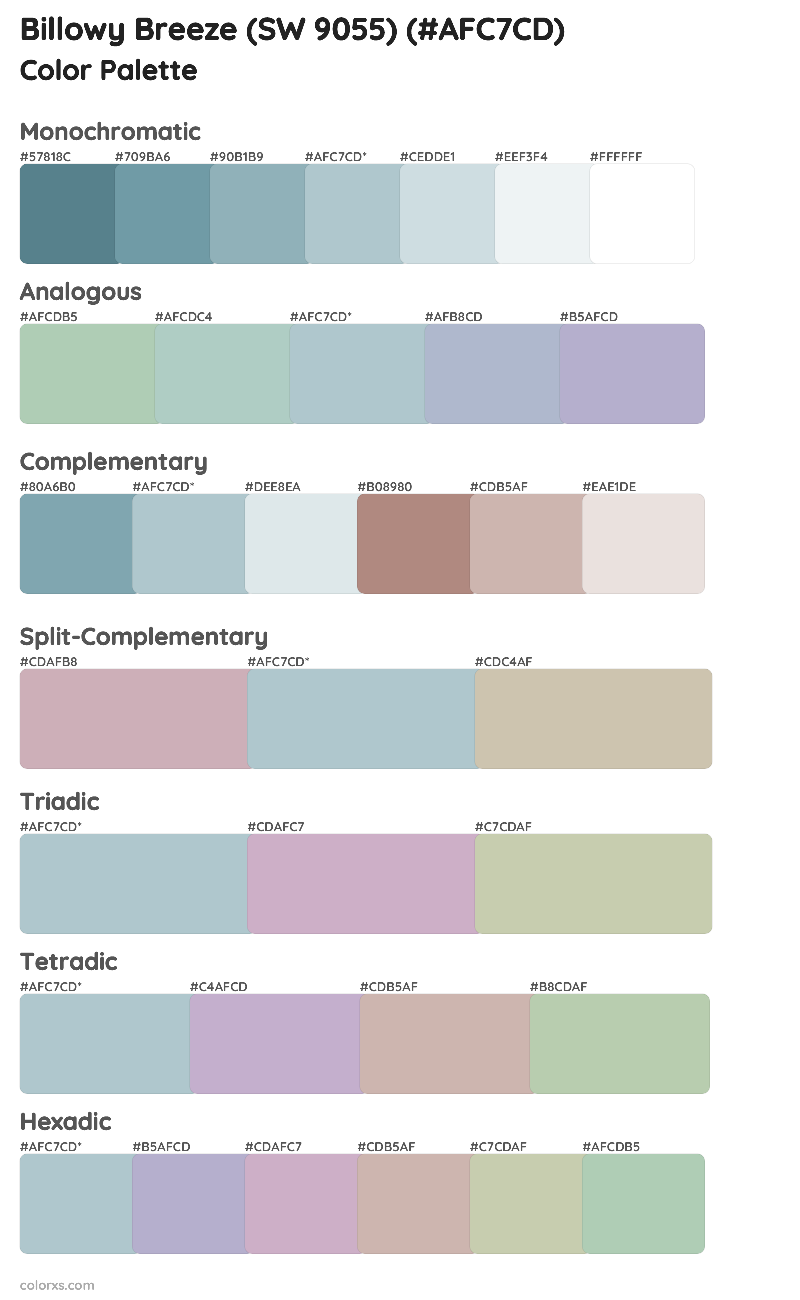 Billowy Breeze (SW 9055) Color Scheme Palettes
