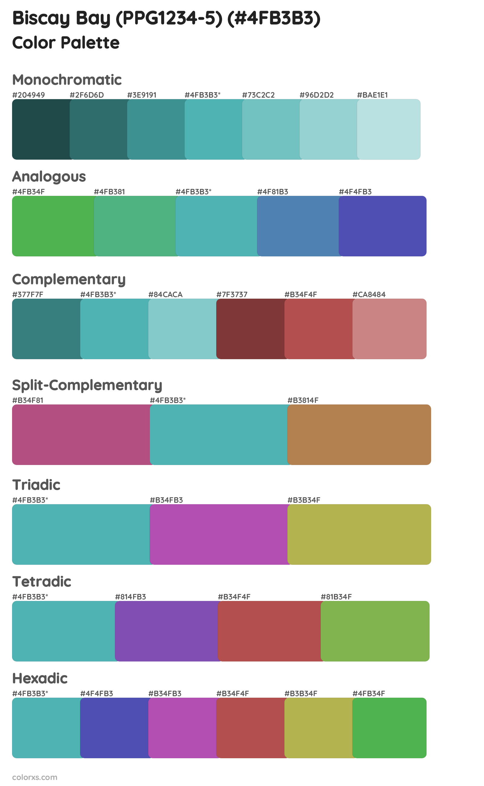 Biscay Bay (PPG1234-5) Color Scheme Palettes