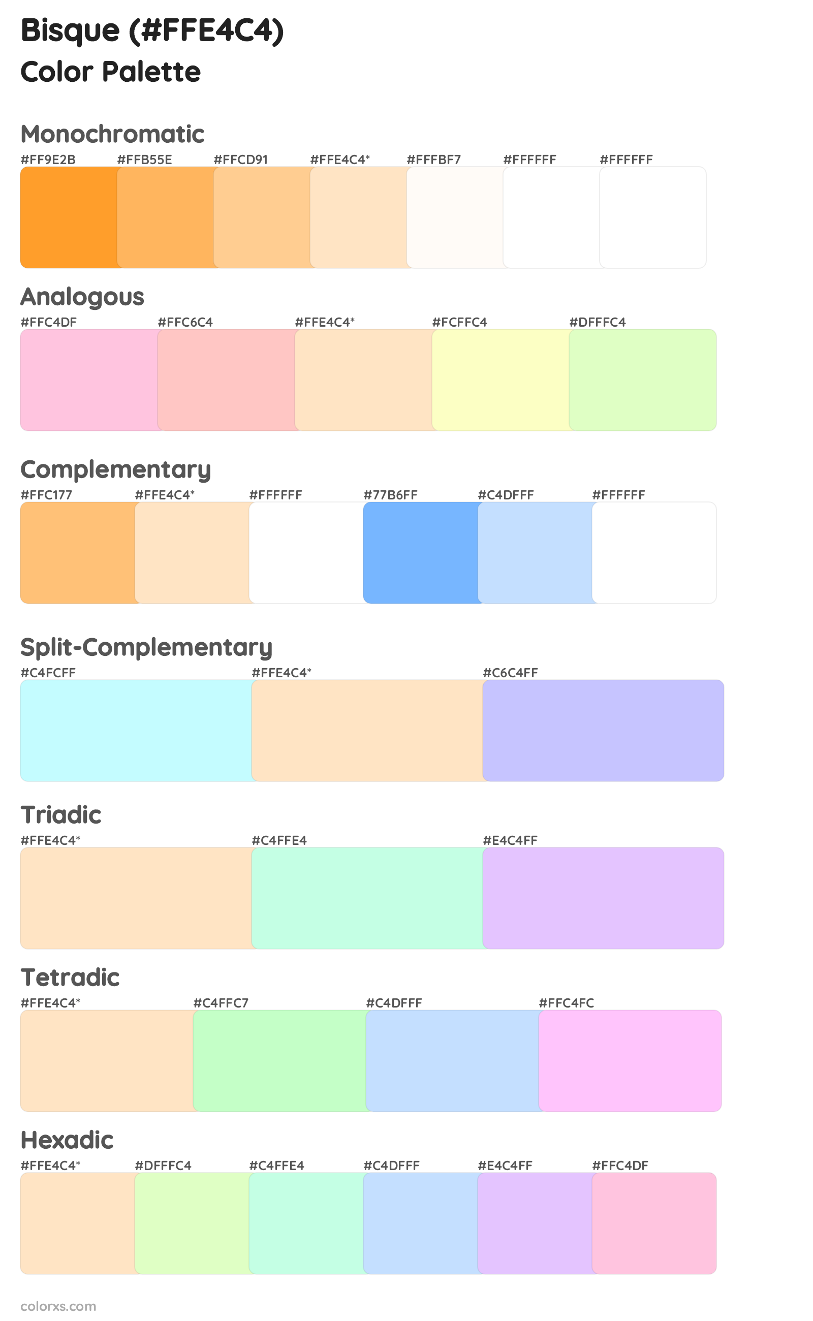 Bisque Color Scheme Palettes