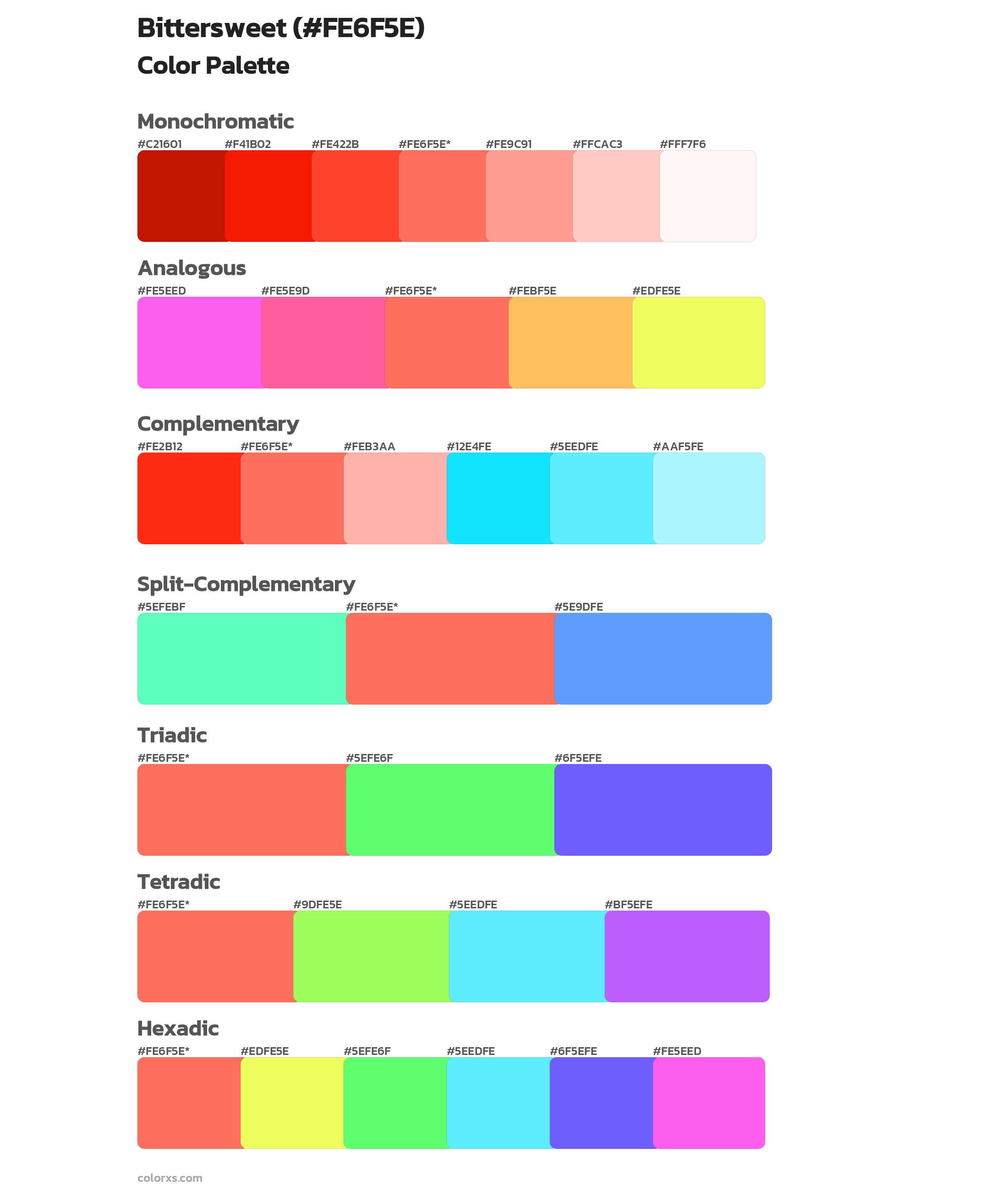 Bittersweet Color Scheme Palettes