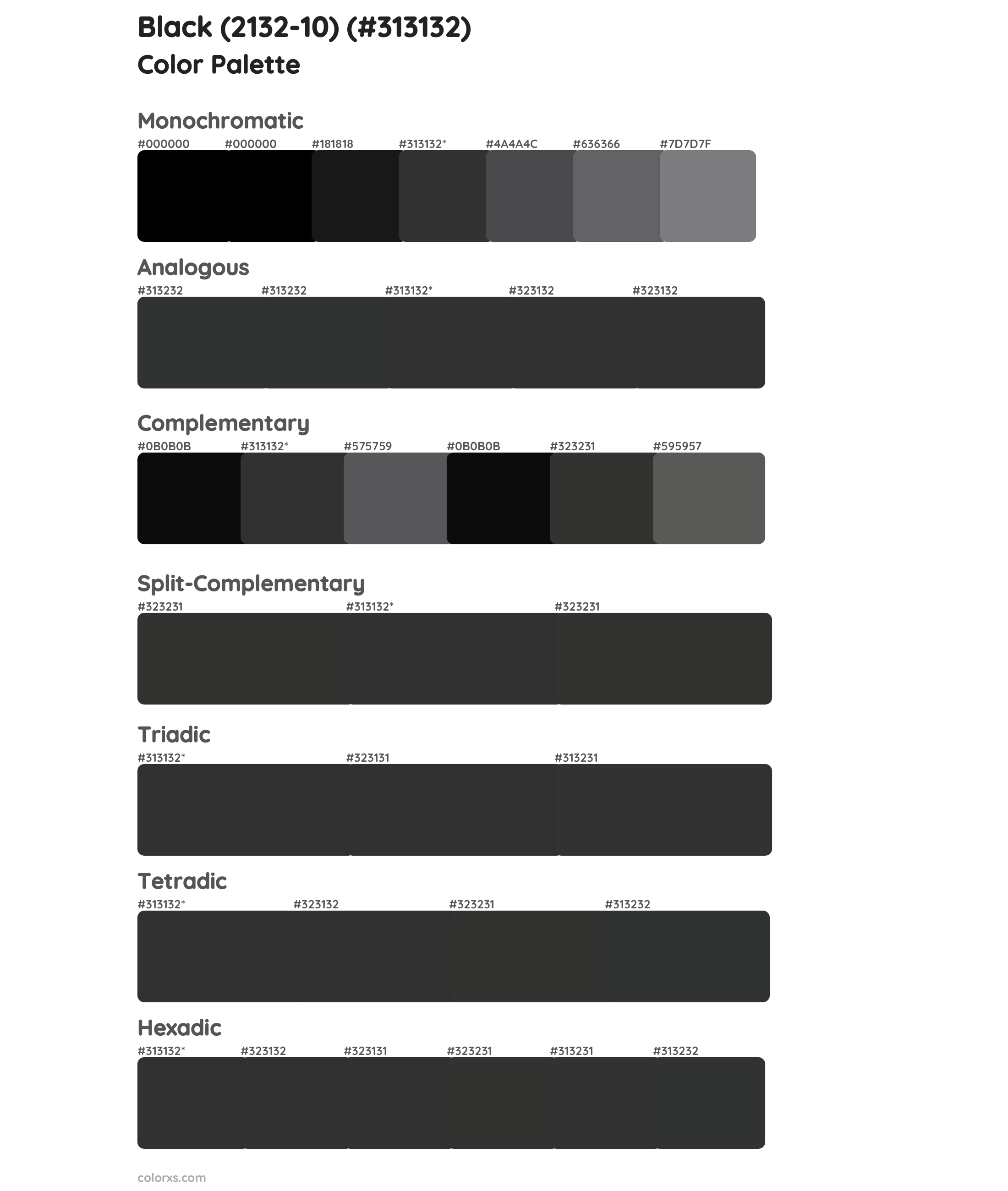 Black (2132-10) Color Scheme Palettes