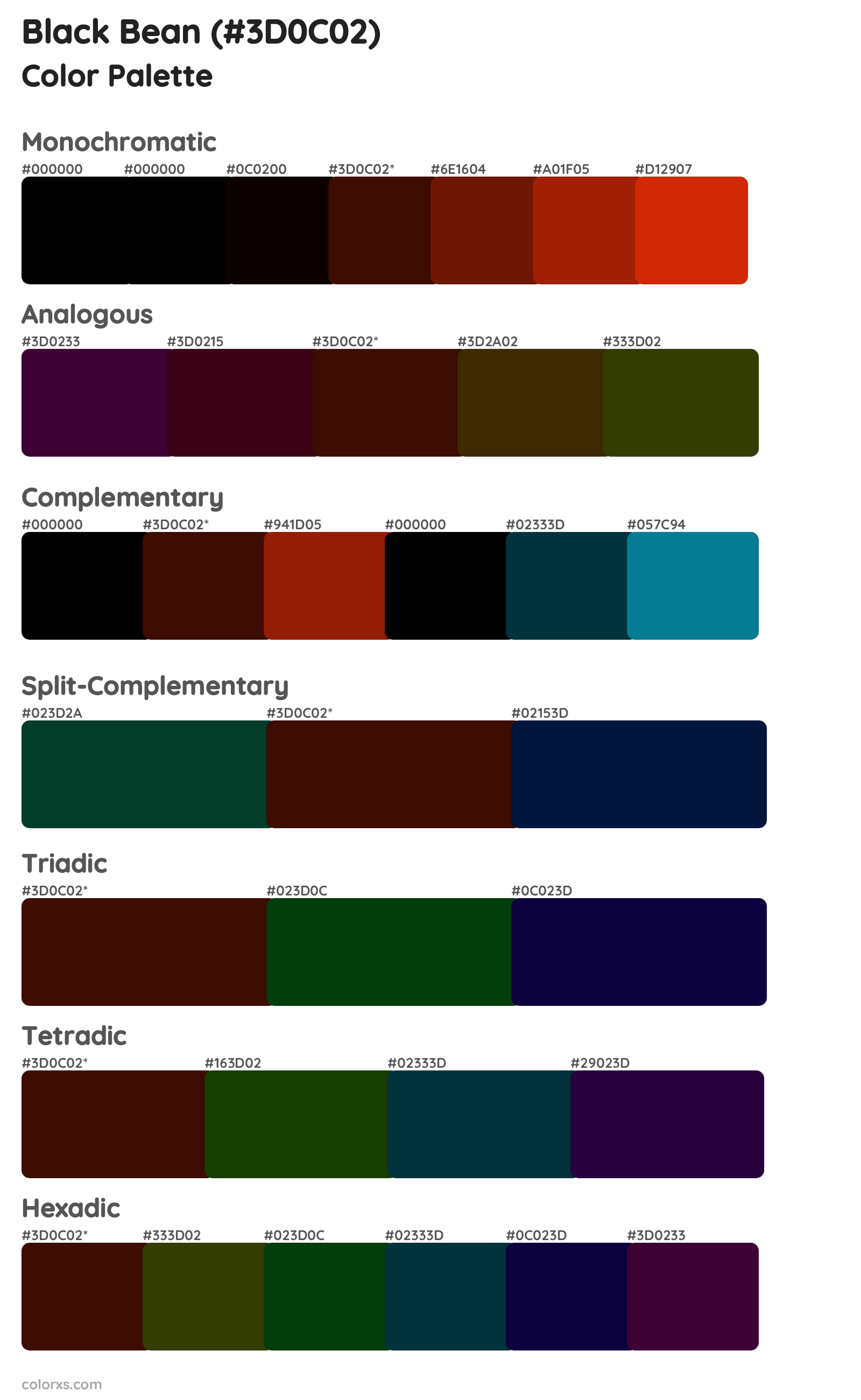 Black Bean Color Scheme Palettes